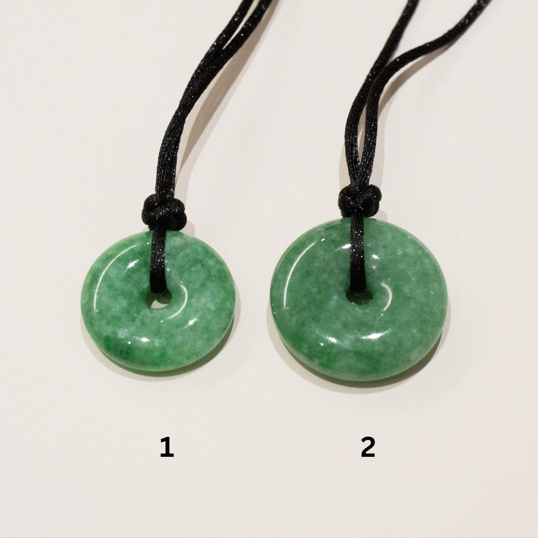 Green Jade Round Donut Pendant 26mm - Calming Gemstone