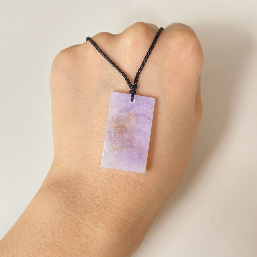 Gransky Natural Purple Jade Block Pendant Necklace