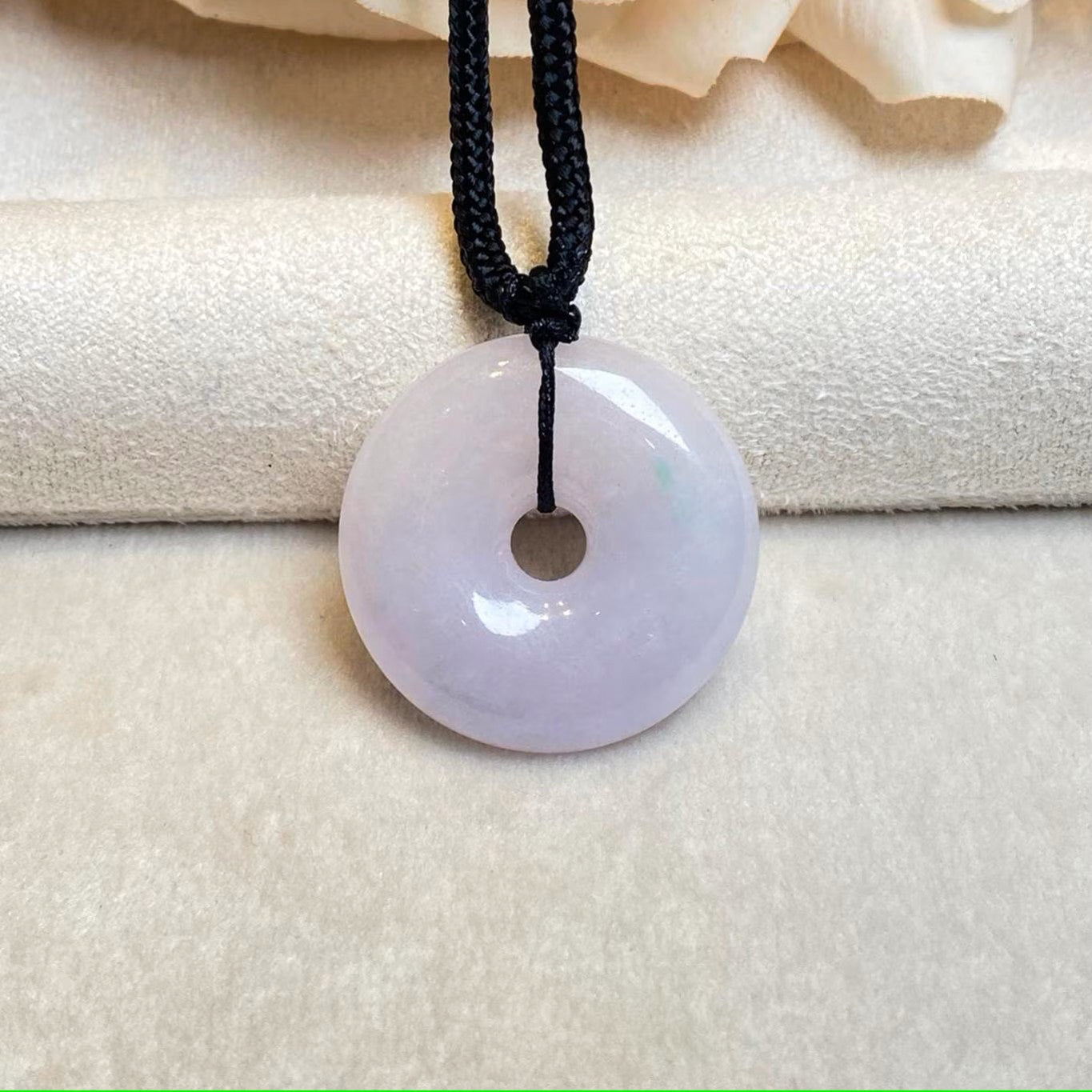 Gransky 23.5mm Purple Round Donut Jade Pendant Necklace - Natural Untreated Jade