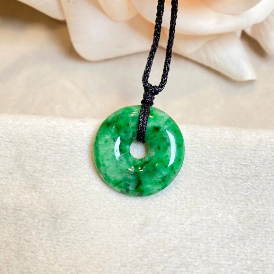 Green Disc Jade Pendant Necklace Natural Untreated Grade A