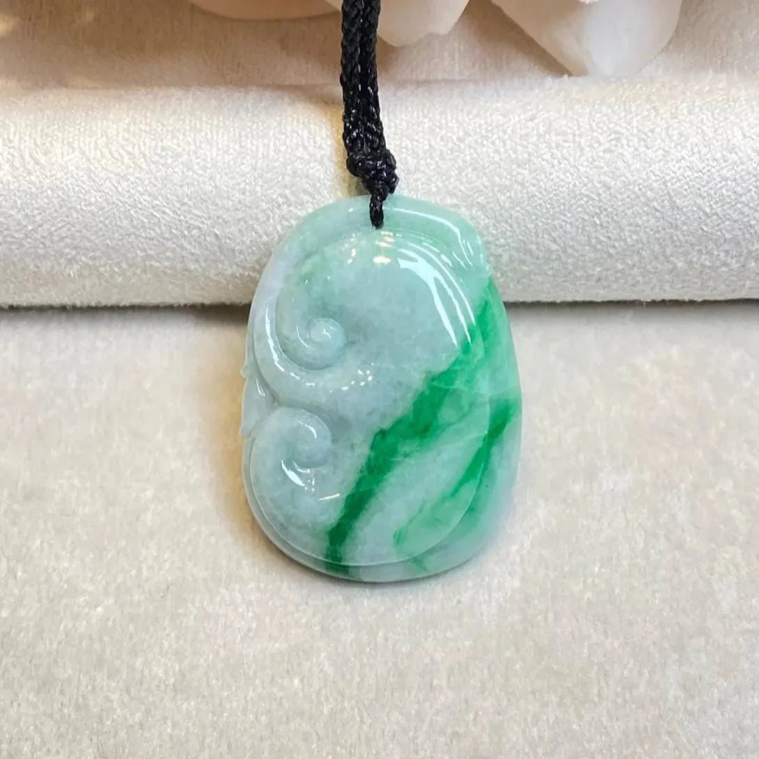 Handcrafted Ruyi Jade Pendant – Natural Burmese Jadeite