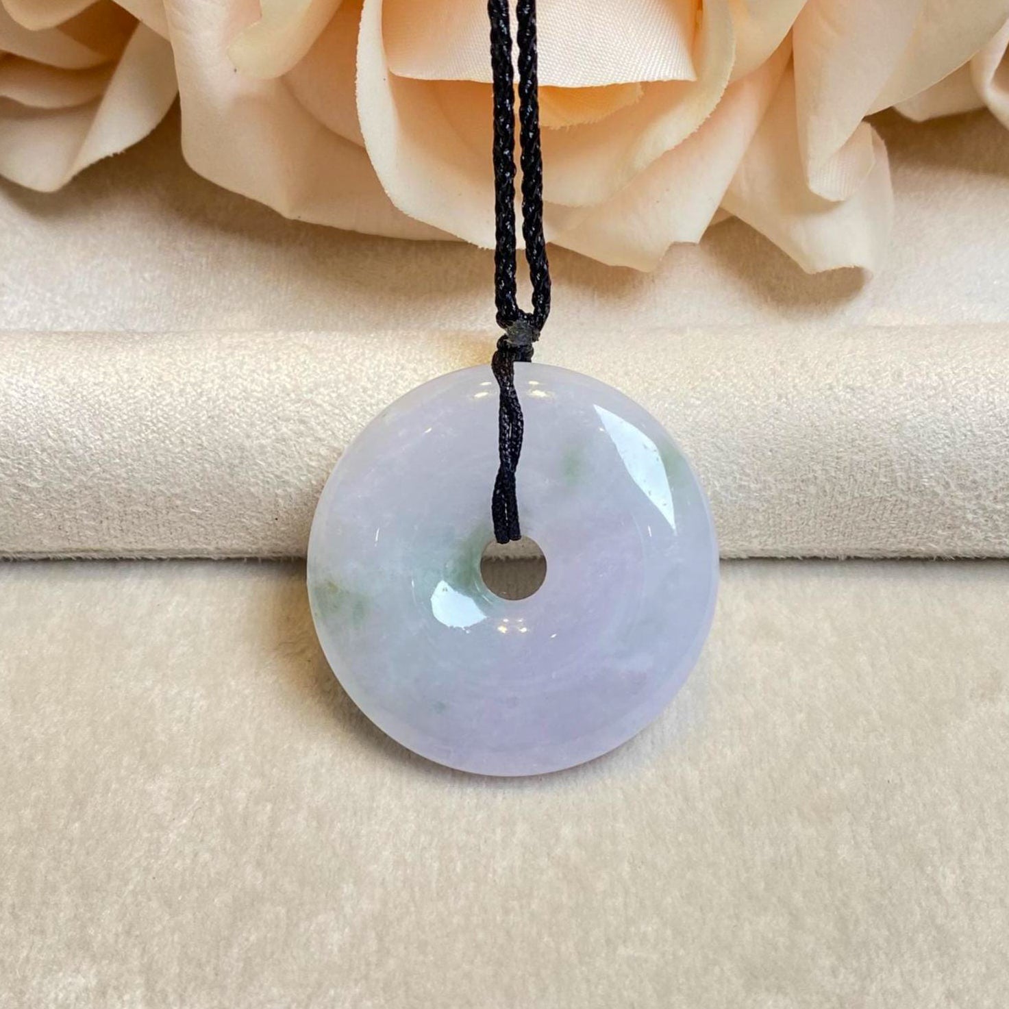 Gransky 32mm Purple Round Donut Jade Pendant Necklace - Natural Untreated Jade