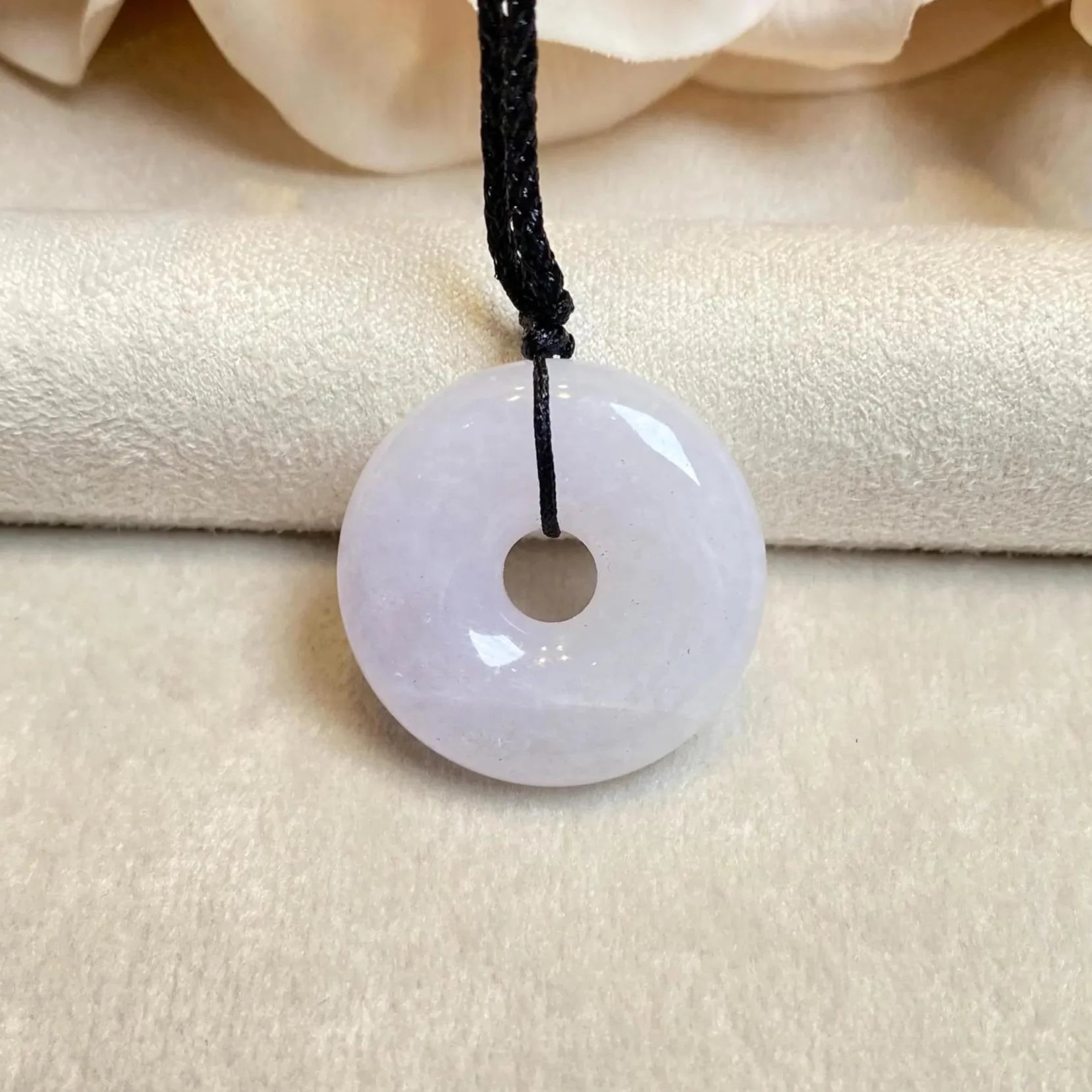 Gransky 24.3mm Purple Jadeite Donut Disc Pendant - Natural Grade A Burmese