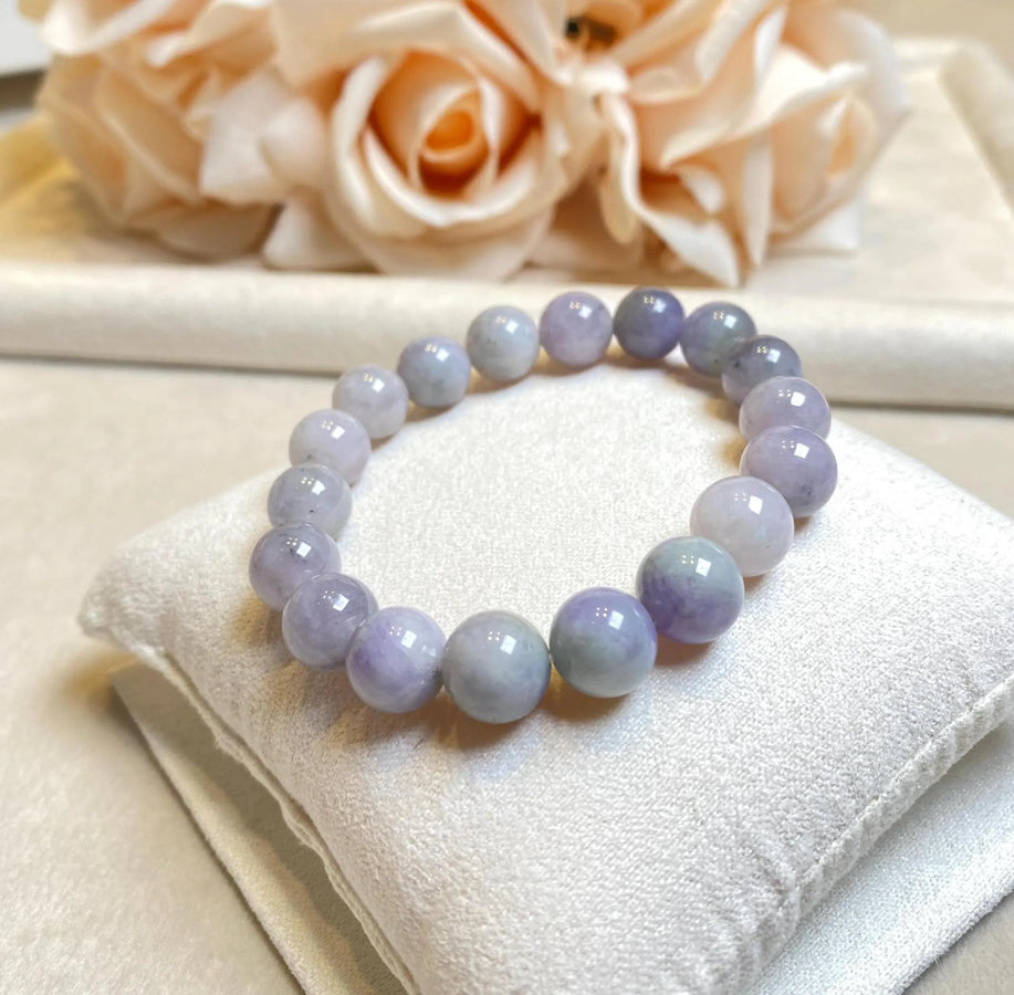 Gransky Purple Jadeite Beaded Bracelet - Natural Untreated Type-A Burmese