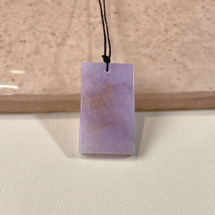 Gransky Natural Purple Jade Block Pendant Necklace