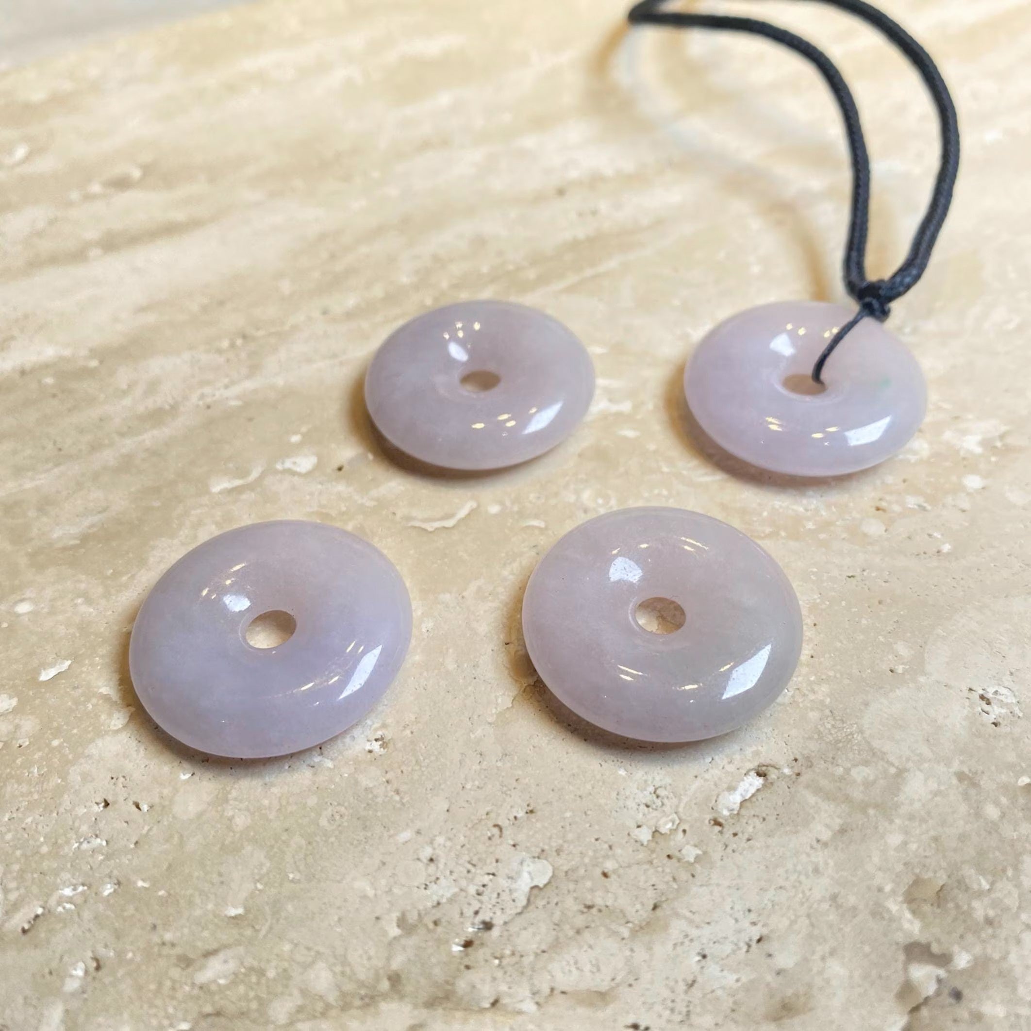 Gransky 23.5mm Purple Round Donut Jade Pendant Necklace - Natural Untreated Jade