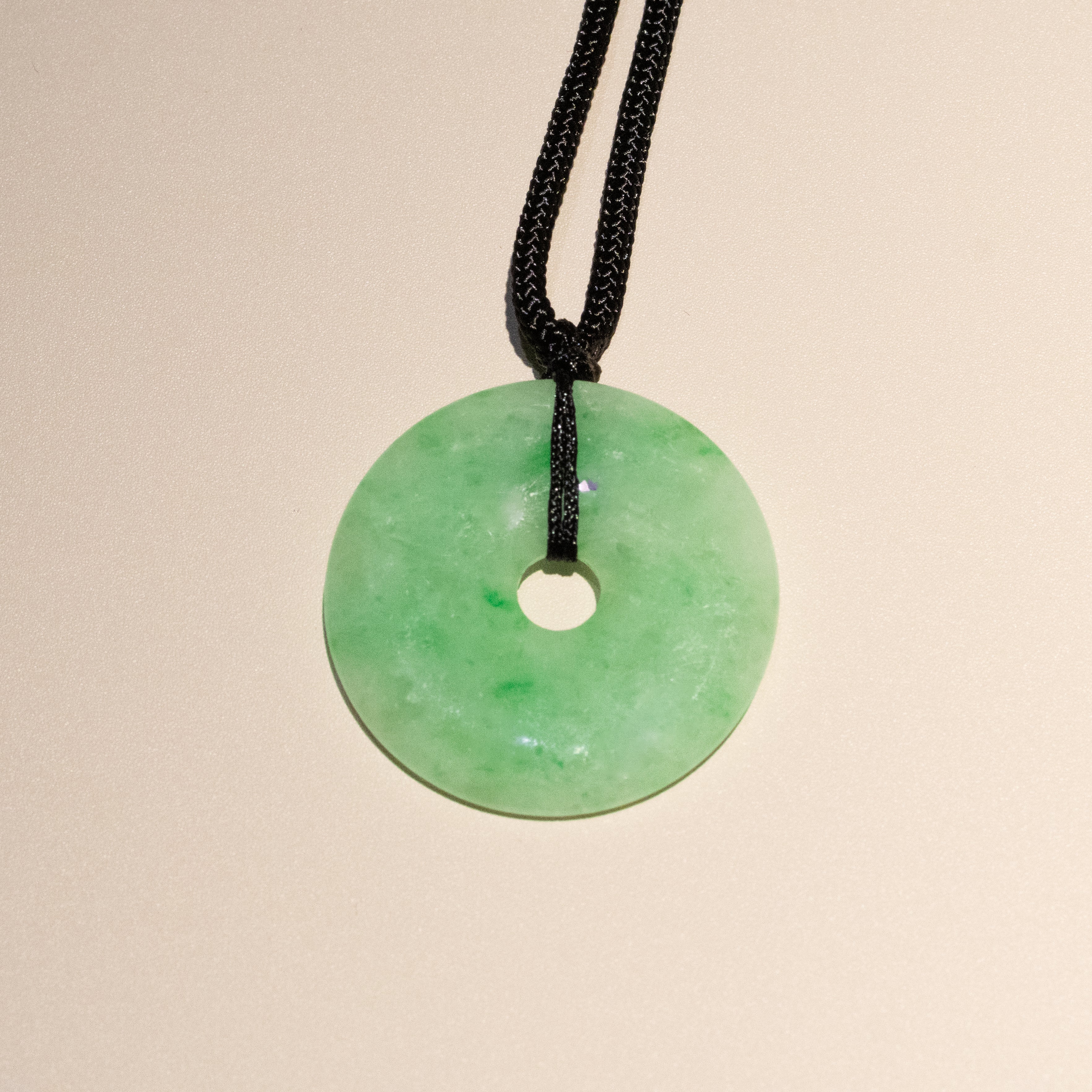 Green Jade Round Donut Pendant 29.2mm - Calming Gemstone