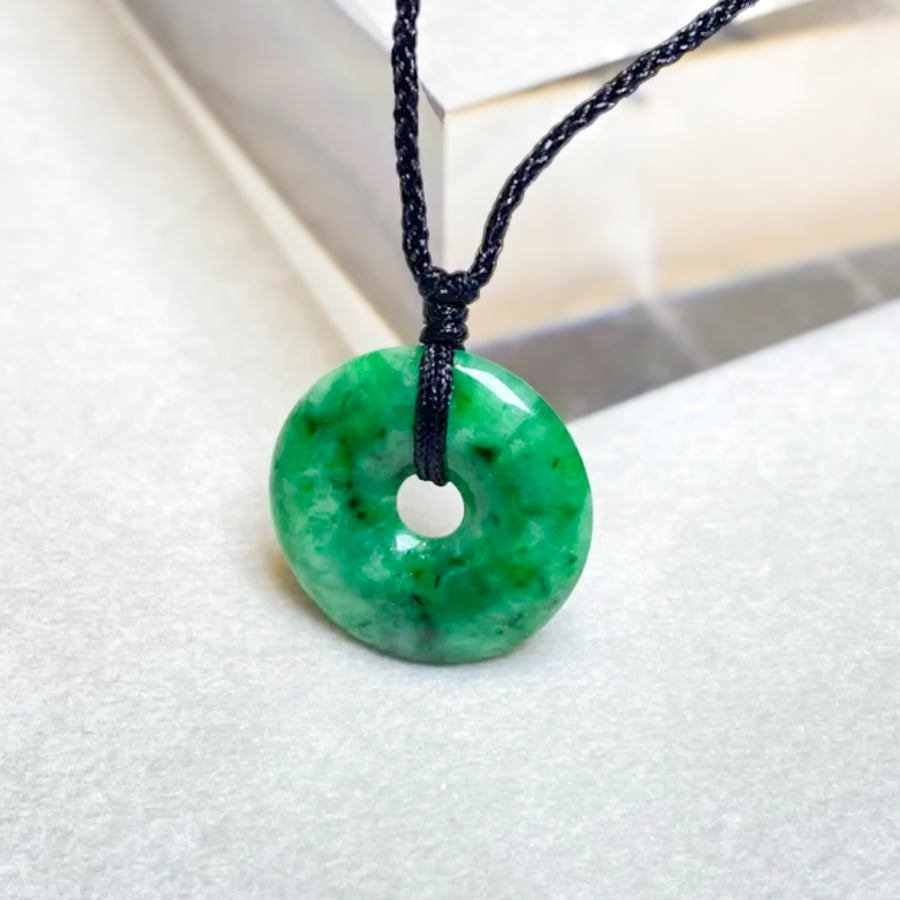 Green Disc Jade Pendant Necklace Natural Untreated Grade A