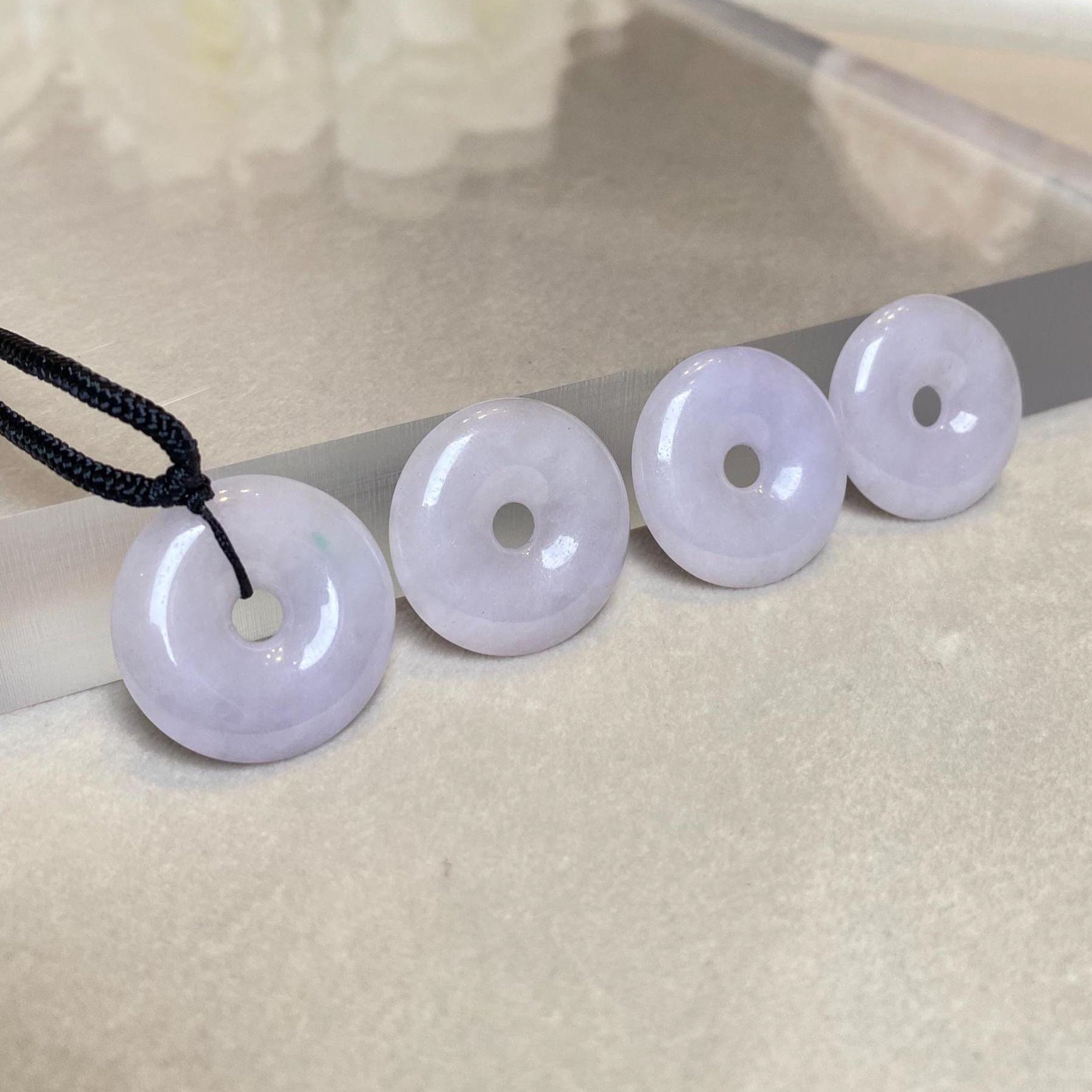 Gransky 23.5mm Purple Round Donut Jade Pendant Necklace - Natural Untreated Jade