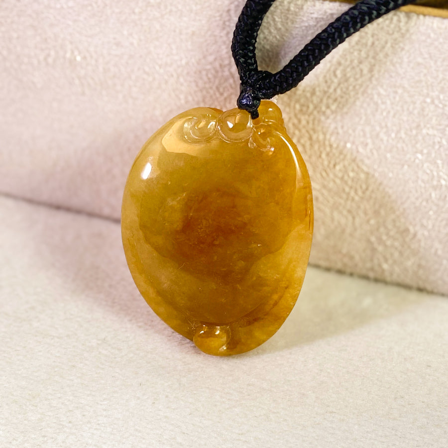 Cute Orange Jade FuShu Carving Pendant