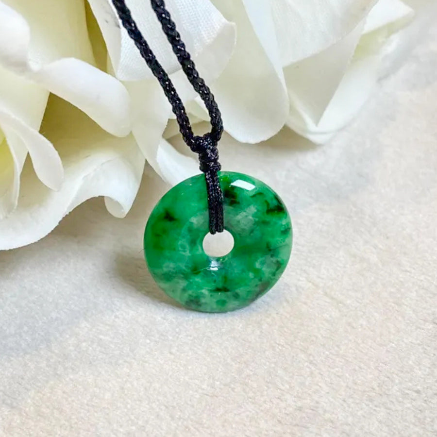 Green Disc Jade Pendant Necklace Natural Untreated Grade A