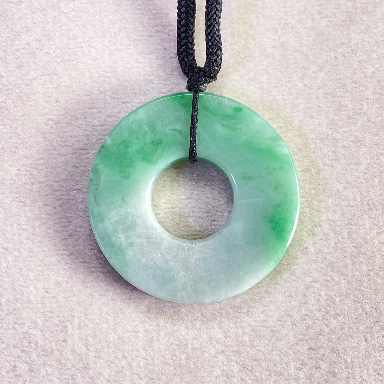 Gradient Green Type A Jadeite Donut Pendant