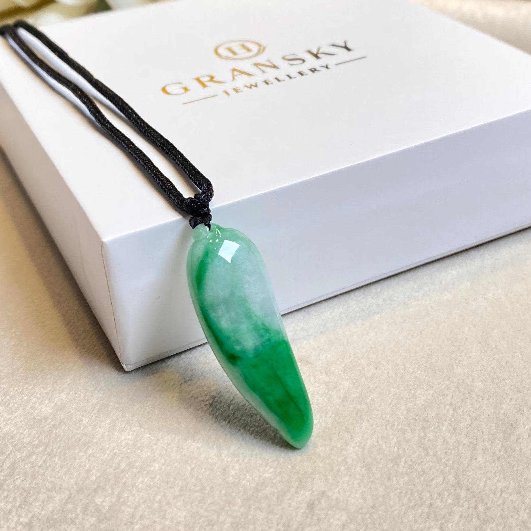 Green Jade Pepper Pendant - Natural Burmese Jadeite Necklace Symbolizing Passion & Prosperity