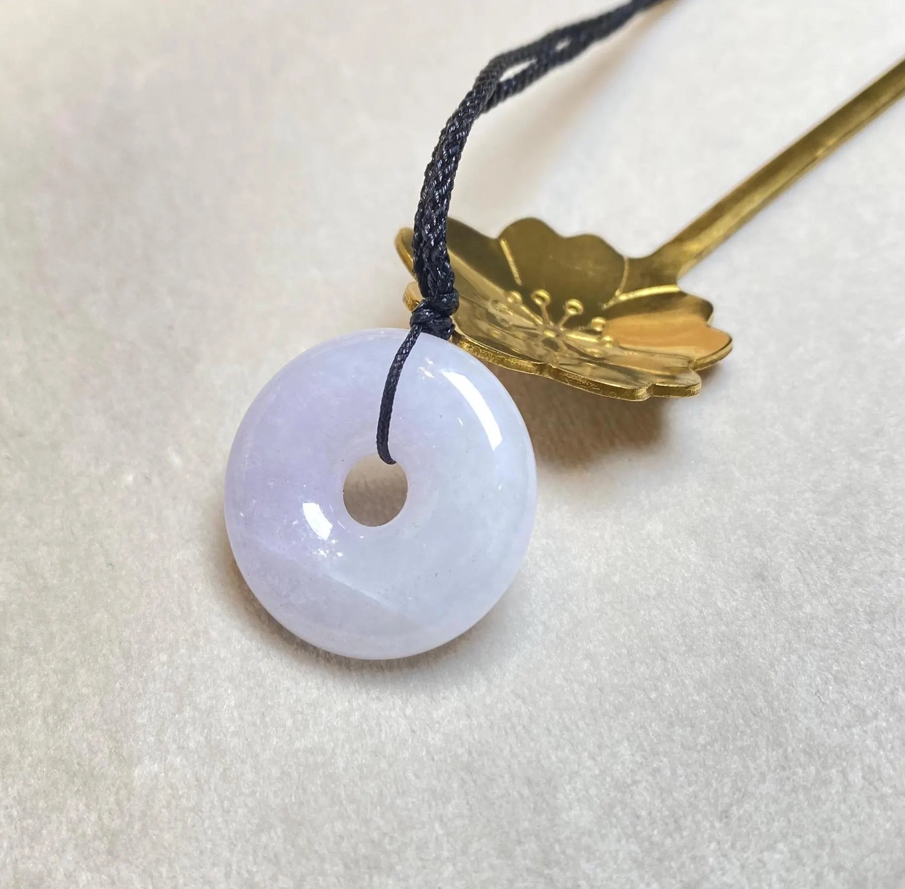 Gransky 24.3mm Purple Jadeite Donut Disc Pendant - Natural Grade A Burmese