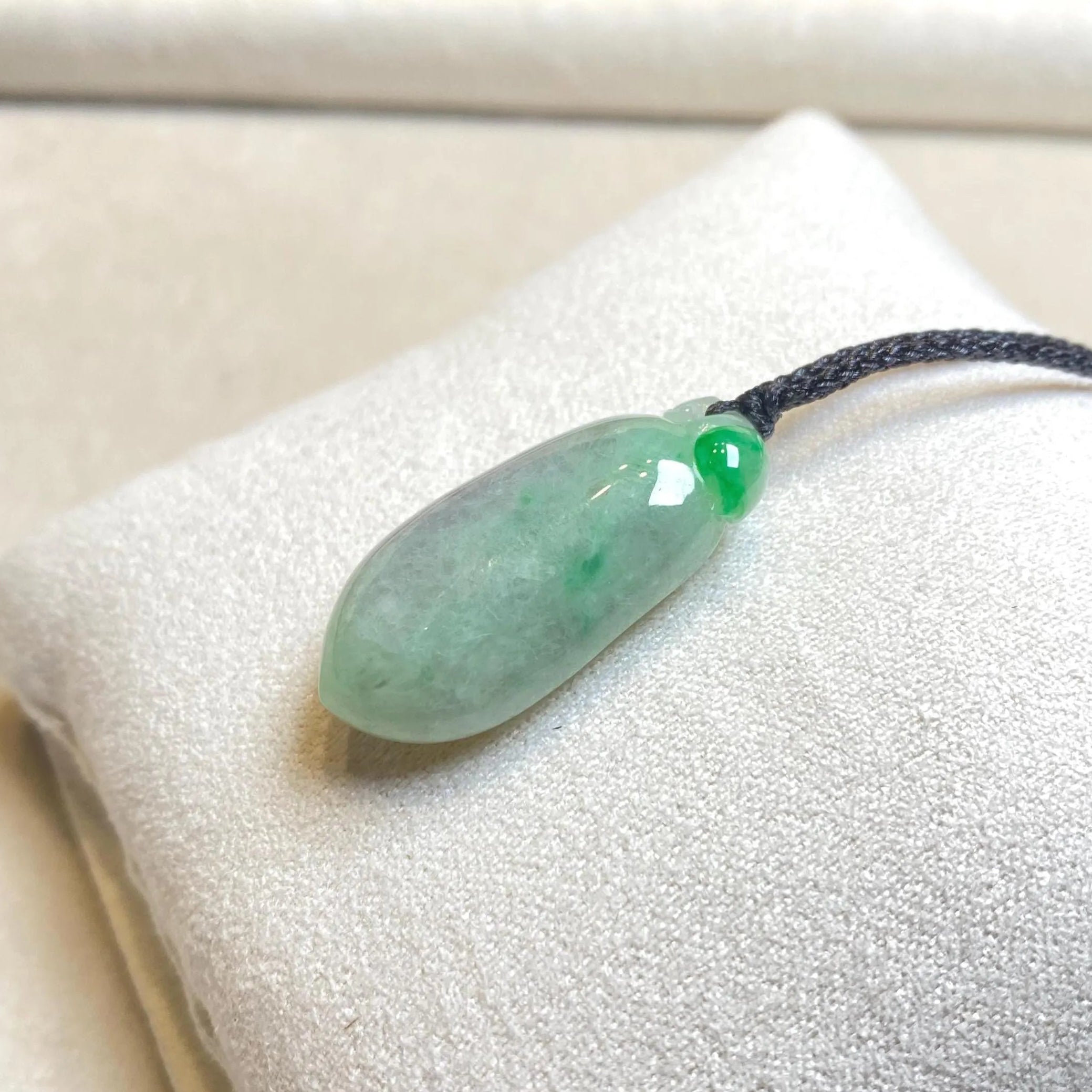 Gransky Handmade Carved Melon Green Jade Pendant