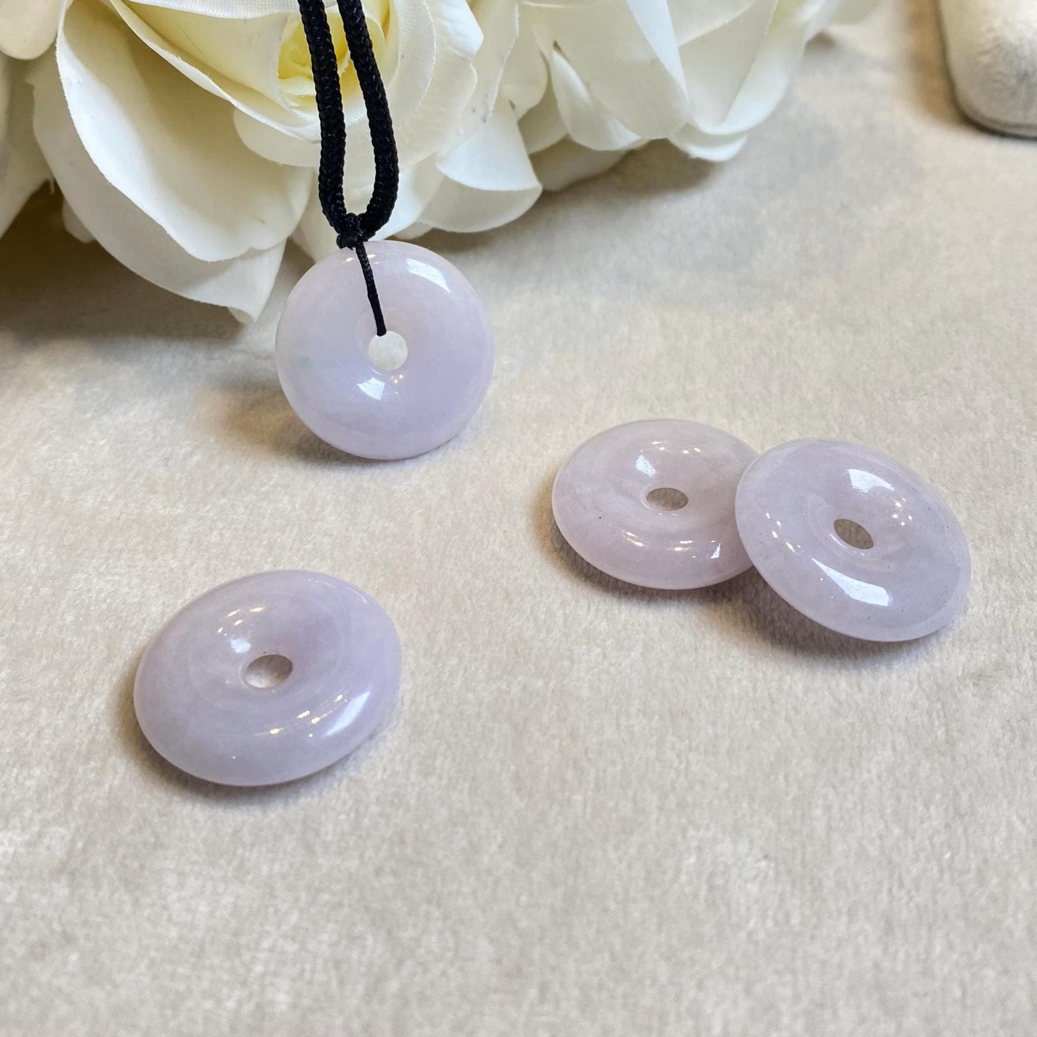 Gransky 23.5mm Purple Round Donut Jade Pendant Necklace - Natural Untreated Jade
