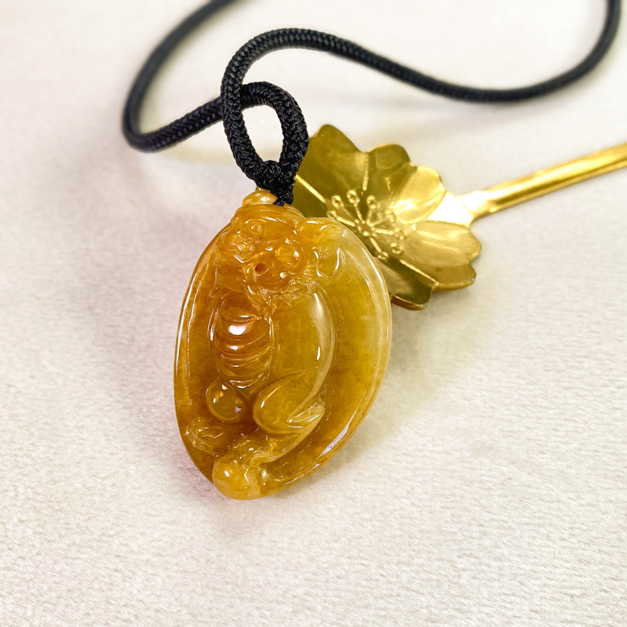 Cute Orange Jade FuShu Carving Pendant