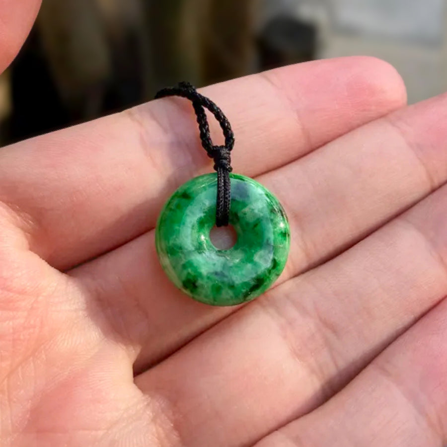 Green Disc Jade Pendant Necklace Natural Untreated Grade A