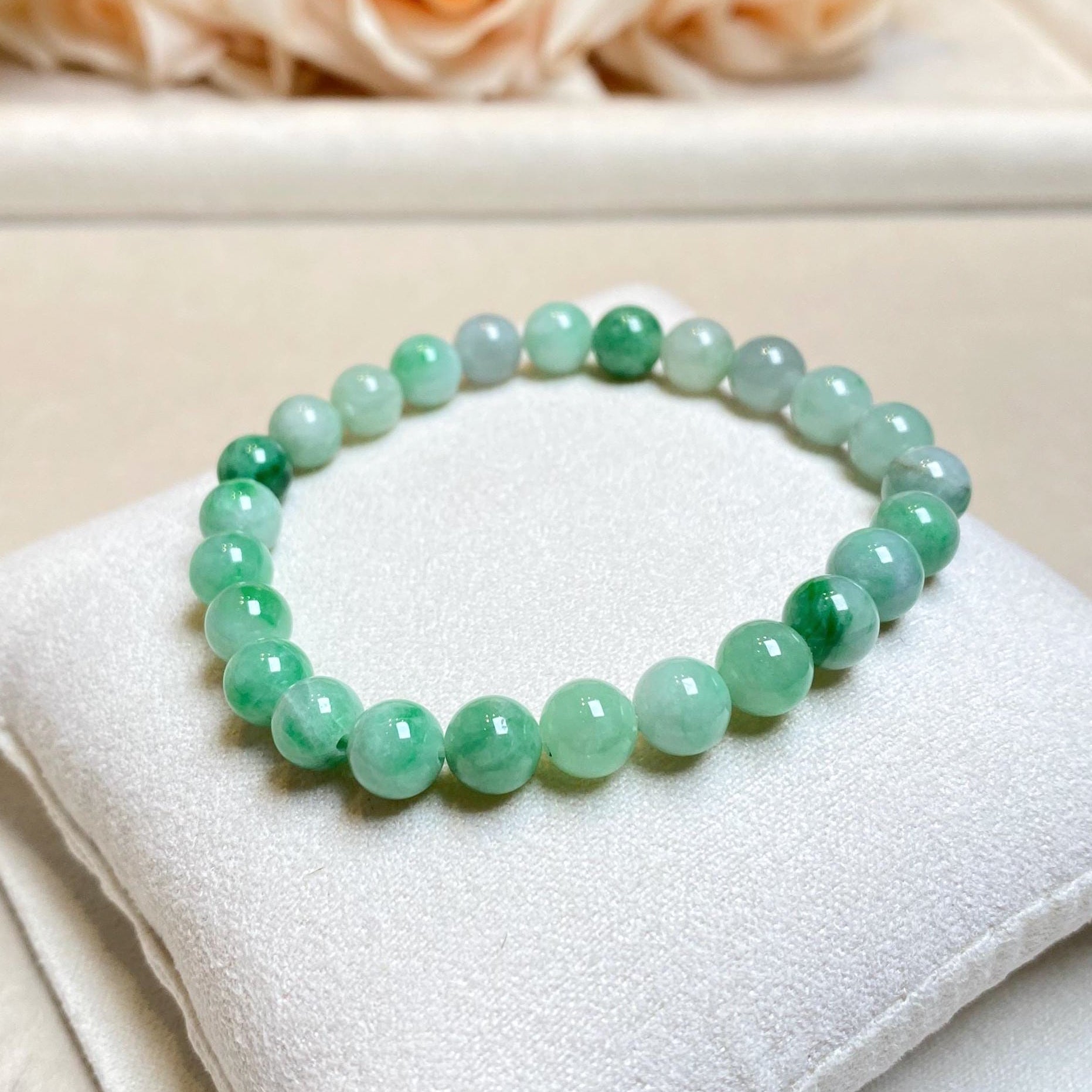 Gransky Jewellery Apple Green Jade Beaded Bracelet - 17cm
