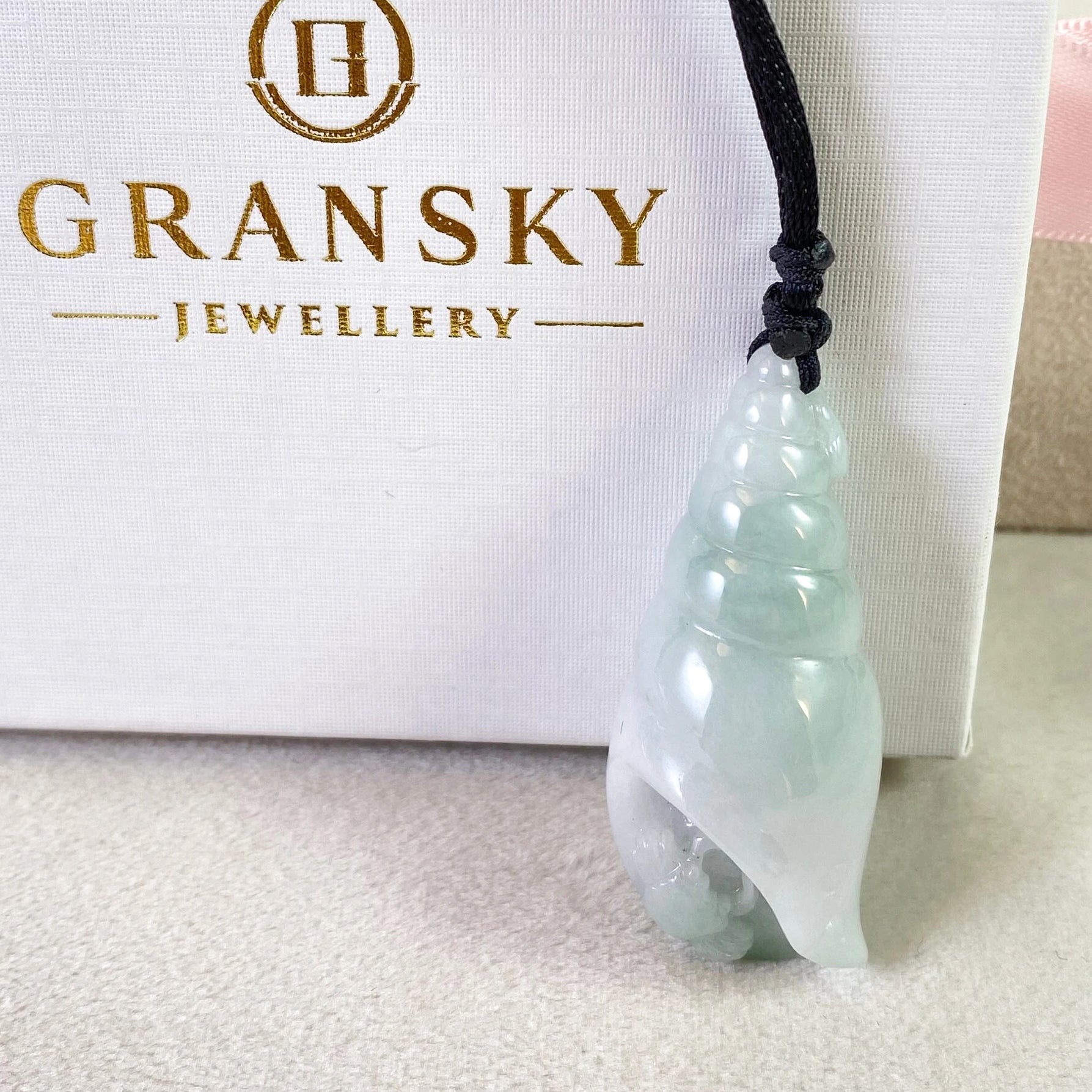Gransky Natural Burmese Jadeite Sea Shell Pendant - Handmade Ocean Inspired Jewelry Gift