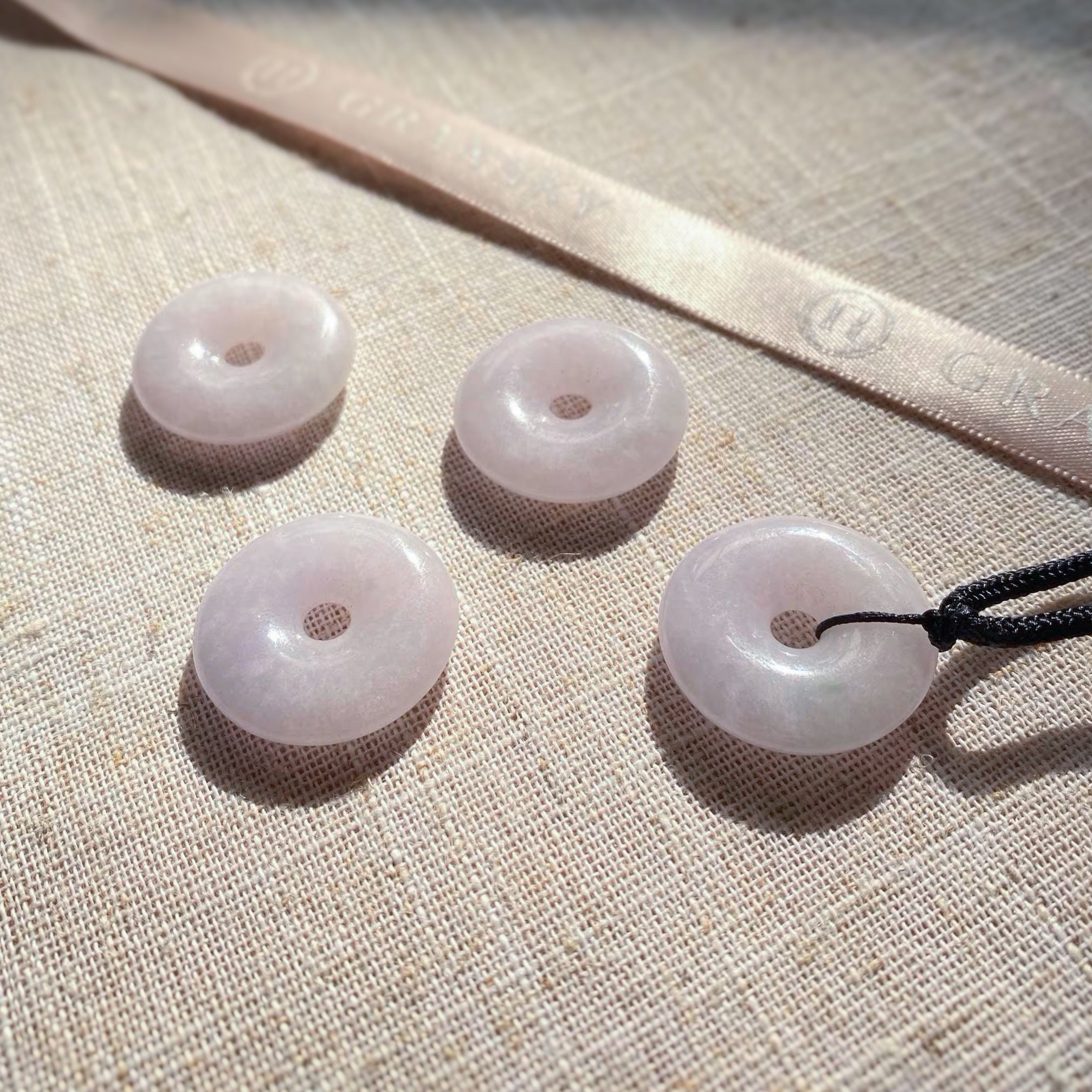 Gransky 23.5mm Purple Round Donut Jade Pendant Necklace - Natural Untreated Jade