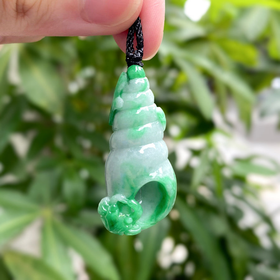 Gransky Natural Burmese Jadeite Sea Shell Pendant - Handmade Ocean-Inspired Jewelry Gift
