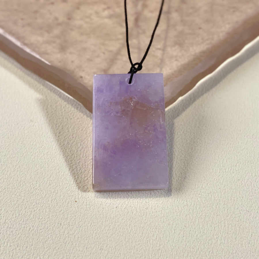Gransky Natural Purple Jade Block Pendant Necklace