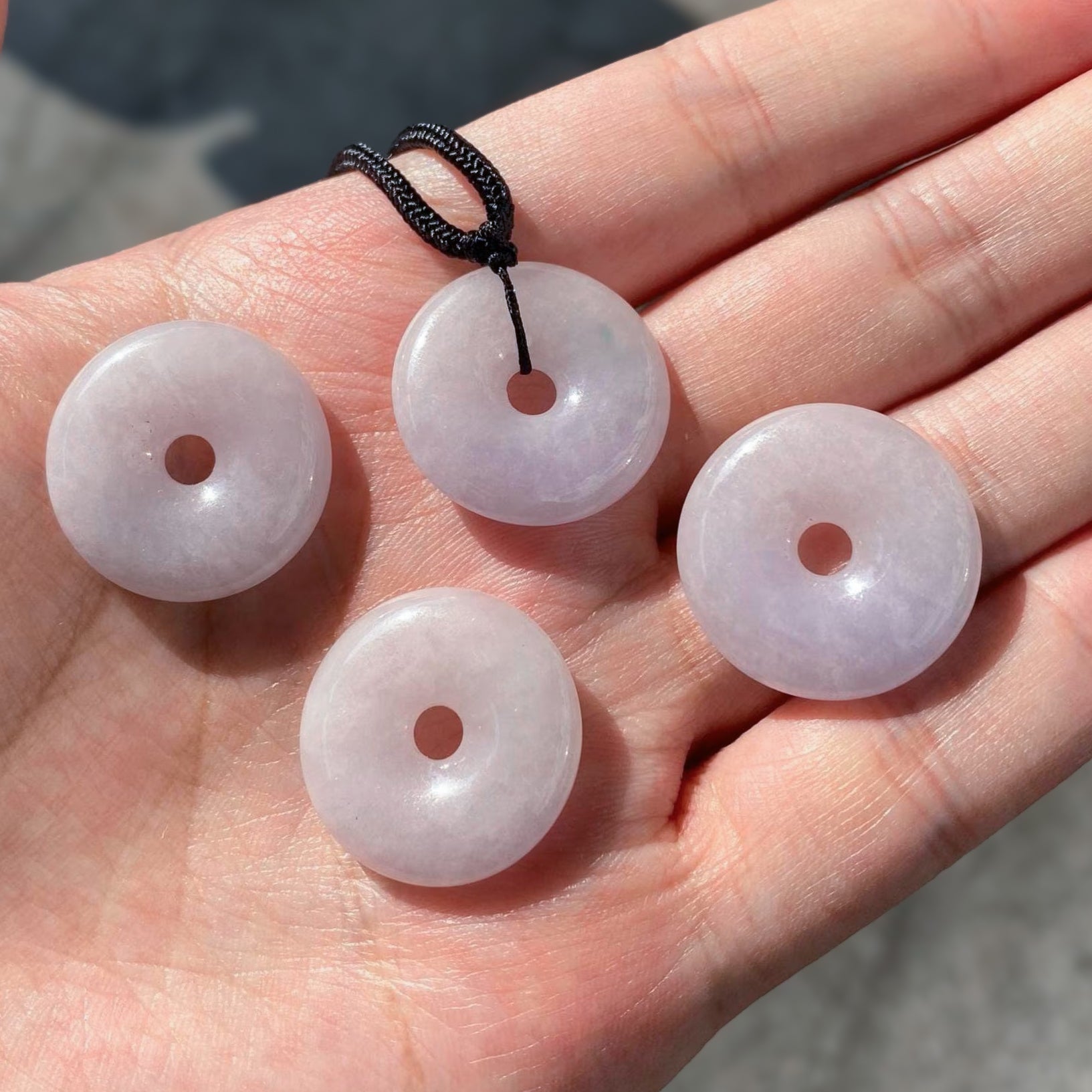 Gransky 23.5mm Purple Round Donut Jade Pendant Necklace - Natural Untreated Jade