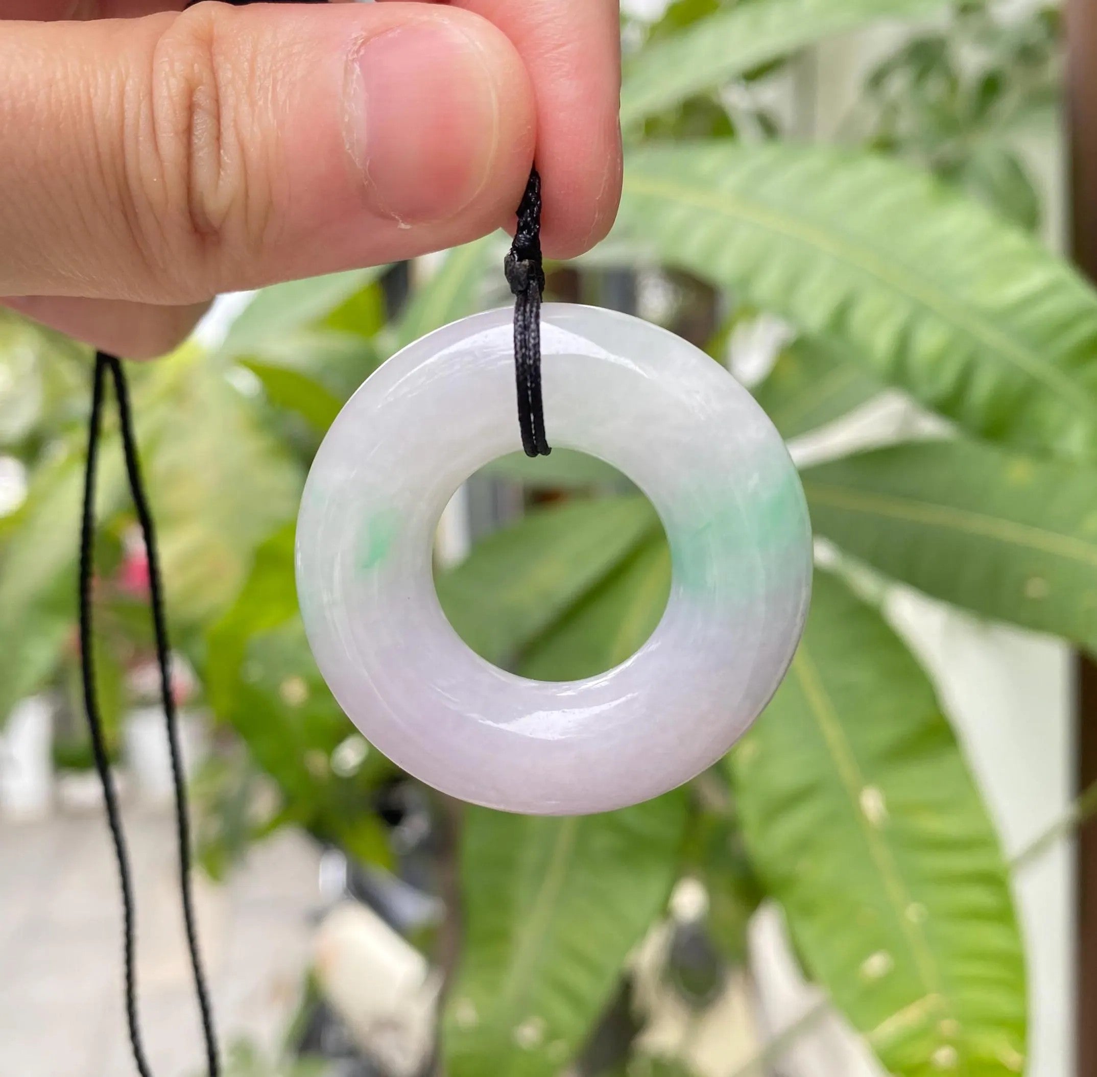 Gransky 40.5mm Two-Tone Green and Purple Round Donut Jade Pendant Necklace