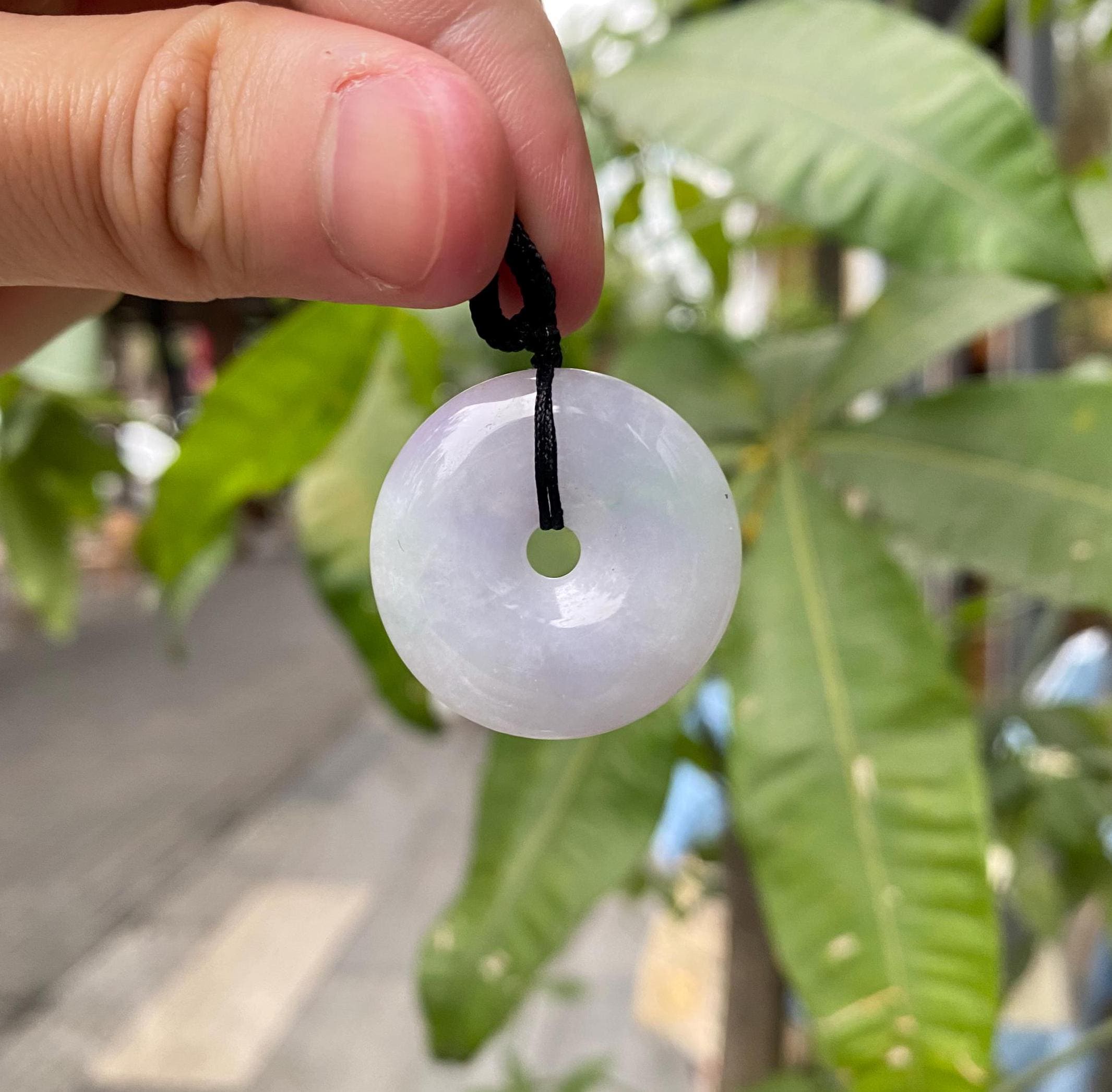 Exquisite Purple & Green Round Jade Disc Pendant – Natural Burmese Jadeite