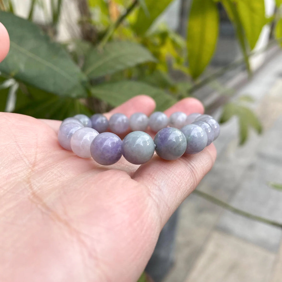 Gransky Purple Jadeite Beaded Bracelet - Natural Untreated Type-A Burmese
