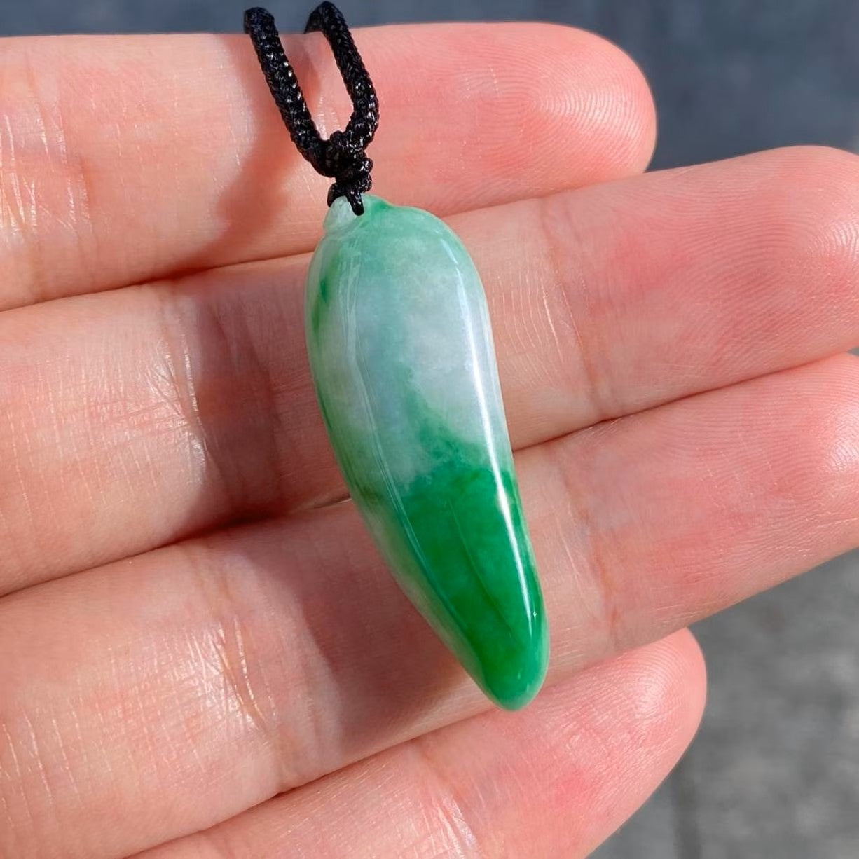 Green Jade Pepper Pendant - Natural Burmese Jadeite Necklace Symbolizing Passion & Prosperity