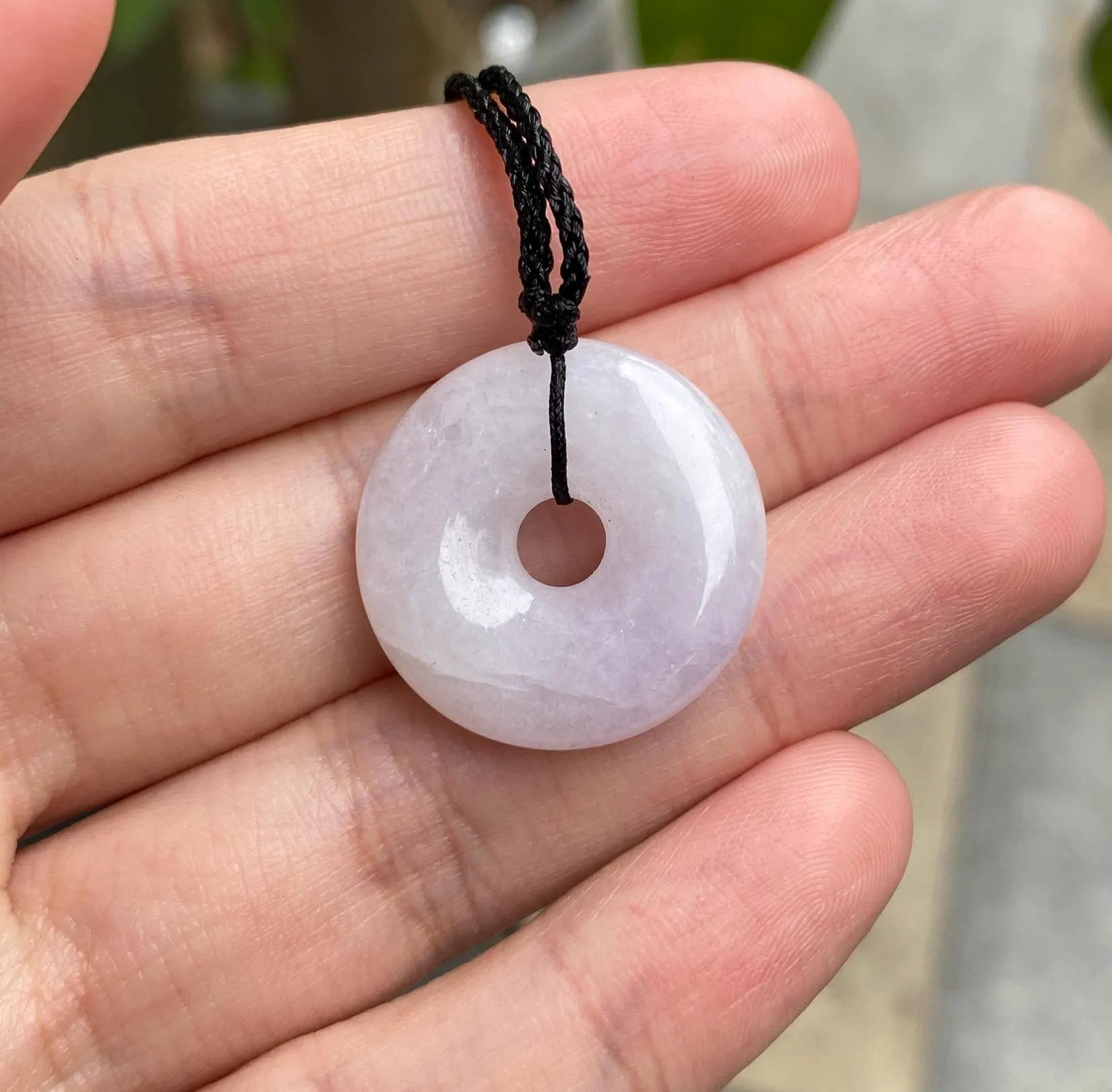 Gransky 24.3mm Purple Jadeite Donut Disc Pendant - Natural Grade A Burmese