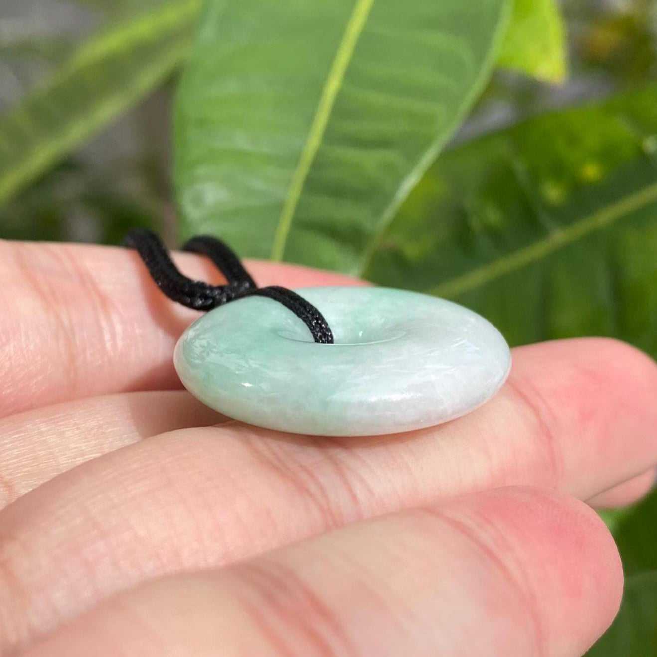 Dainty Green Burmese Jade Disc Pendant