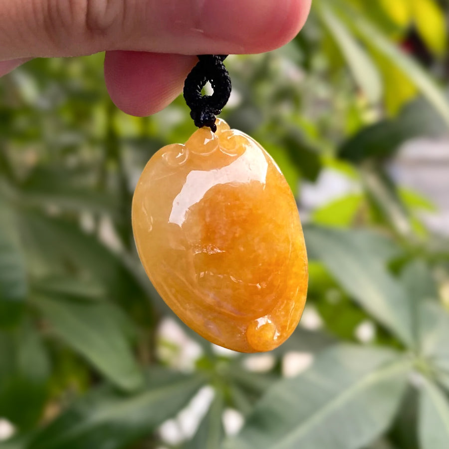 Cute Orange Jade FuShu Carving Pendant