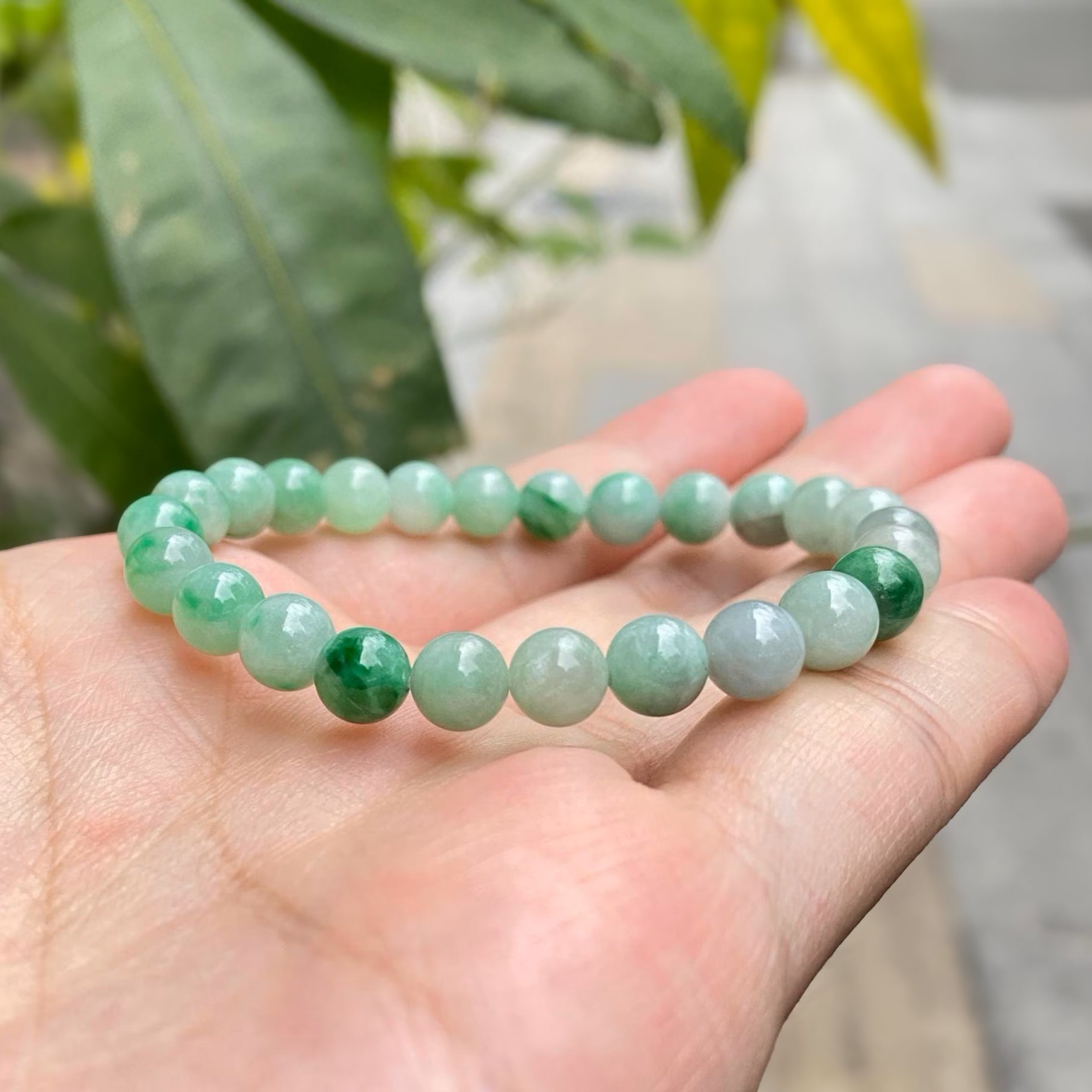 Gransky Jewellery Apple Green Jade Beaded Bracelet - 17cm