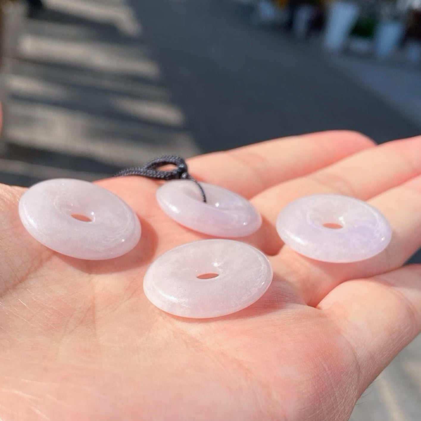 Gransky 23.5mm Purple Round Donut Jade Pendant Necklace - Natural Untreated Jade