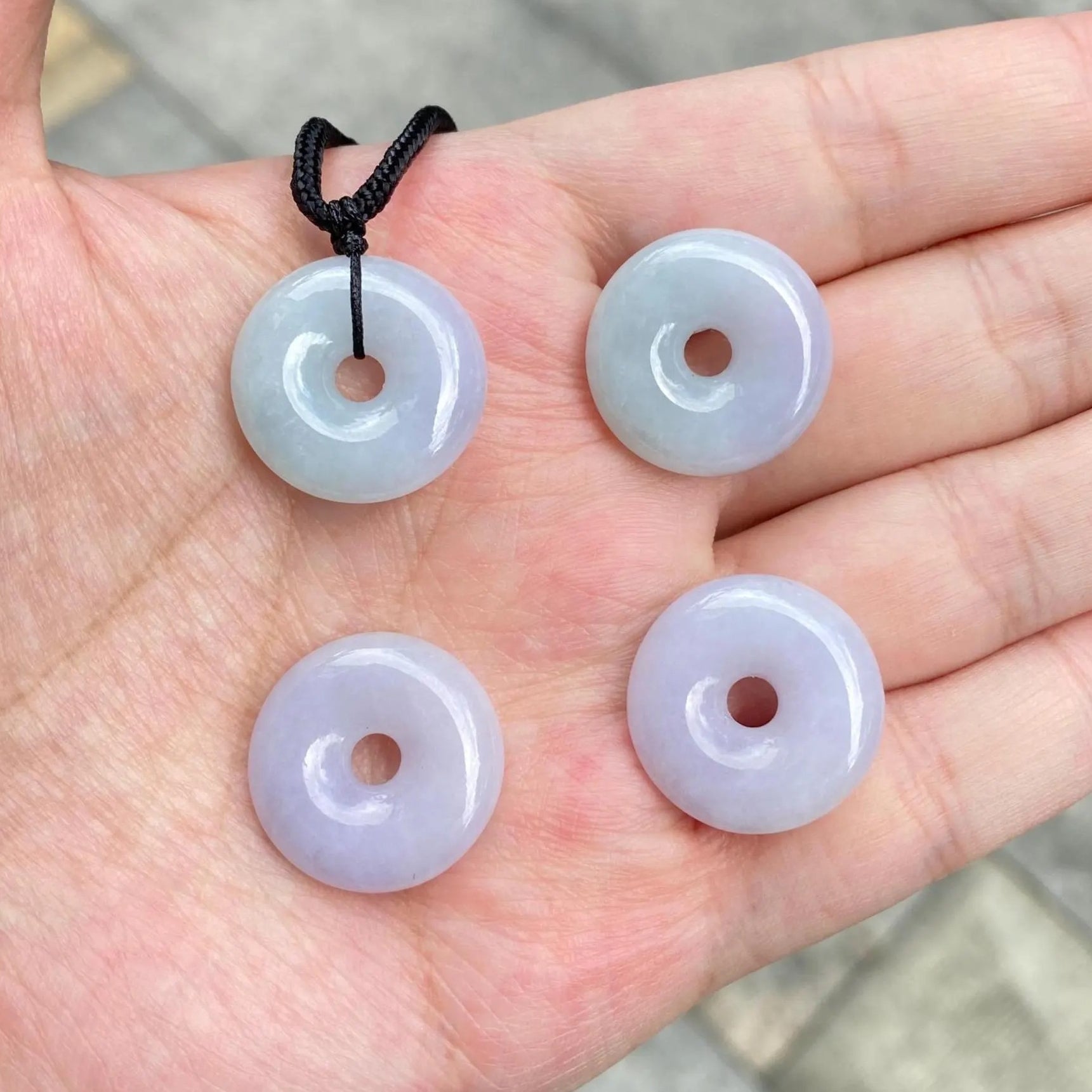 Genuine Green Purple Two-Tone Round Disc Jade Pendant