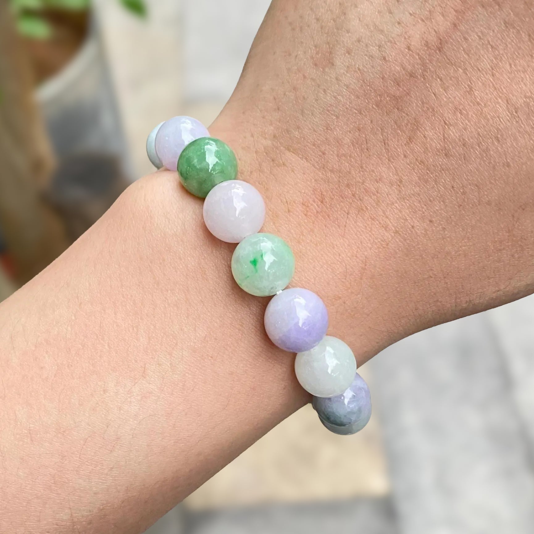 Gransky Jewellery Multi-Color Type-A Burmese Jadeite Beaded Bracelet - 18cm