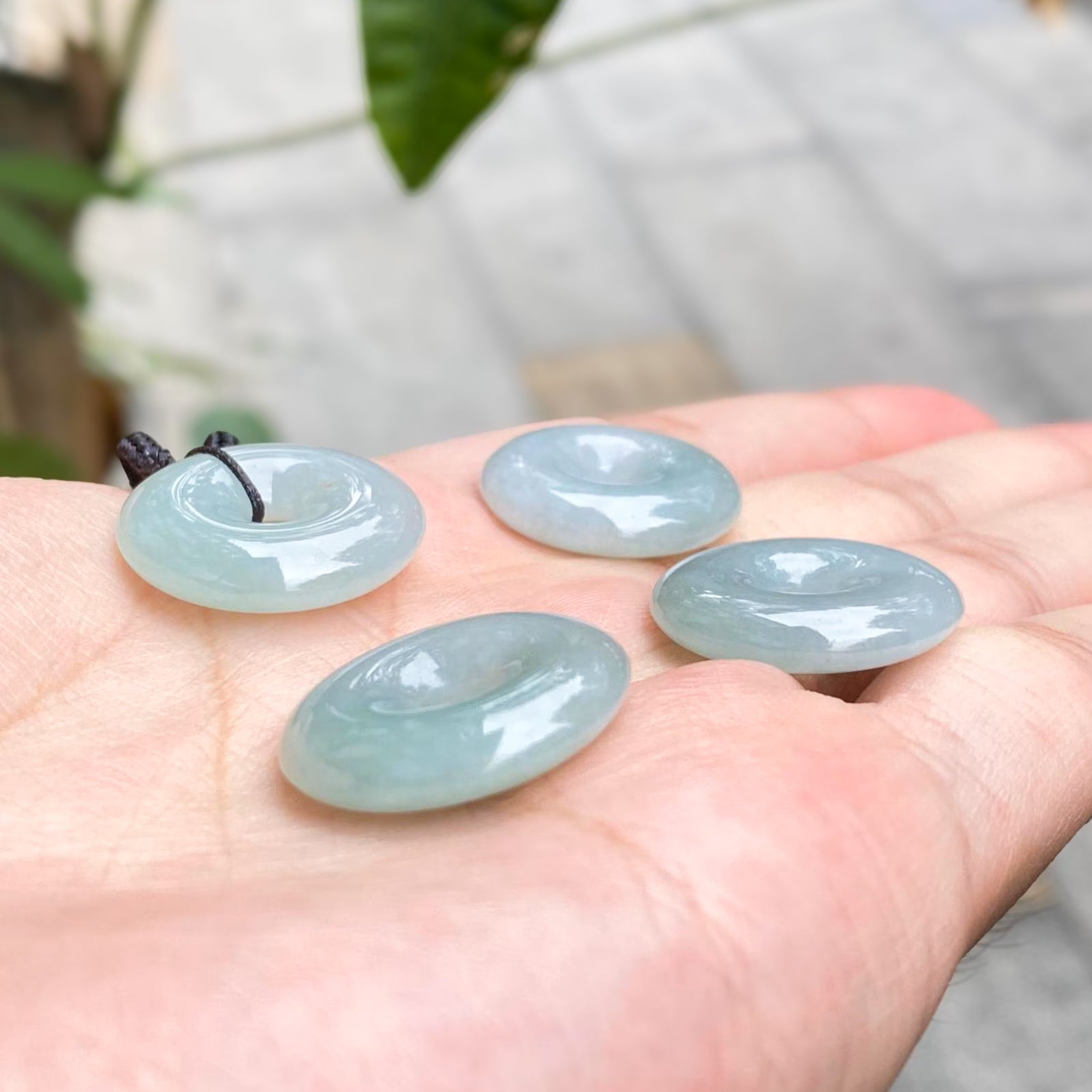 Gransky Natural Type A Ocean Blue Jade Disc Pendant
