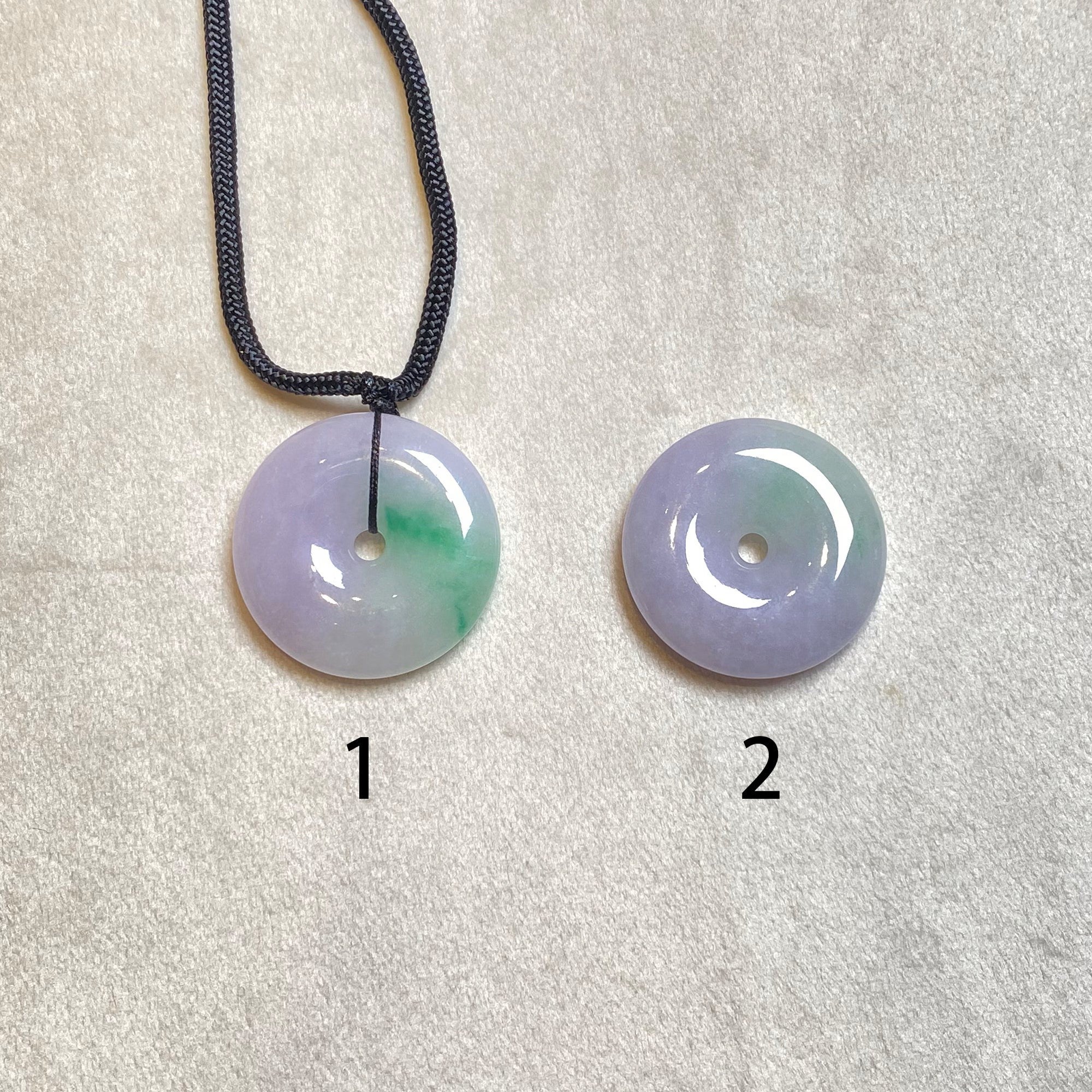 Genuine Green Purple Two-Tone Round Disc Jade Pendant