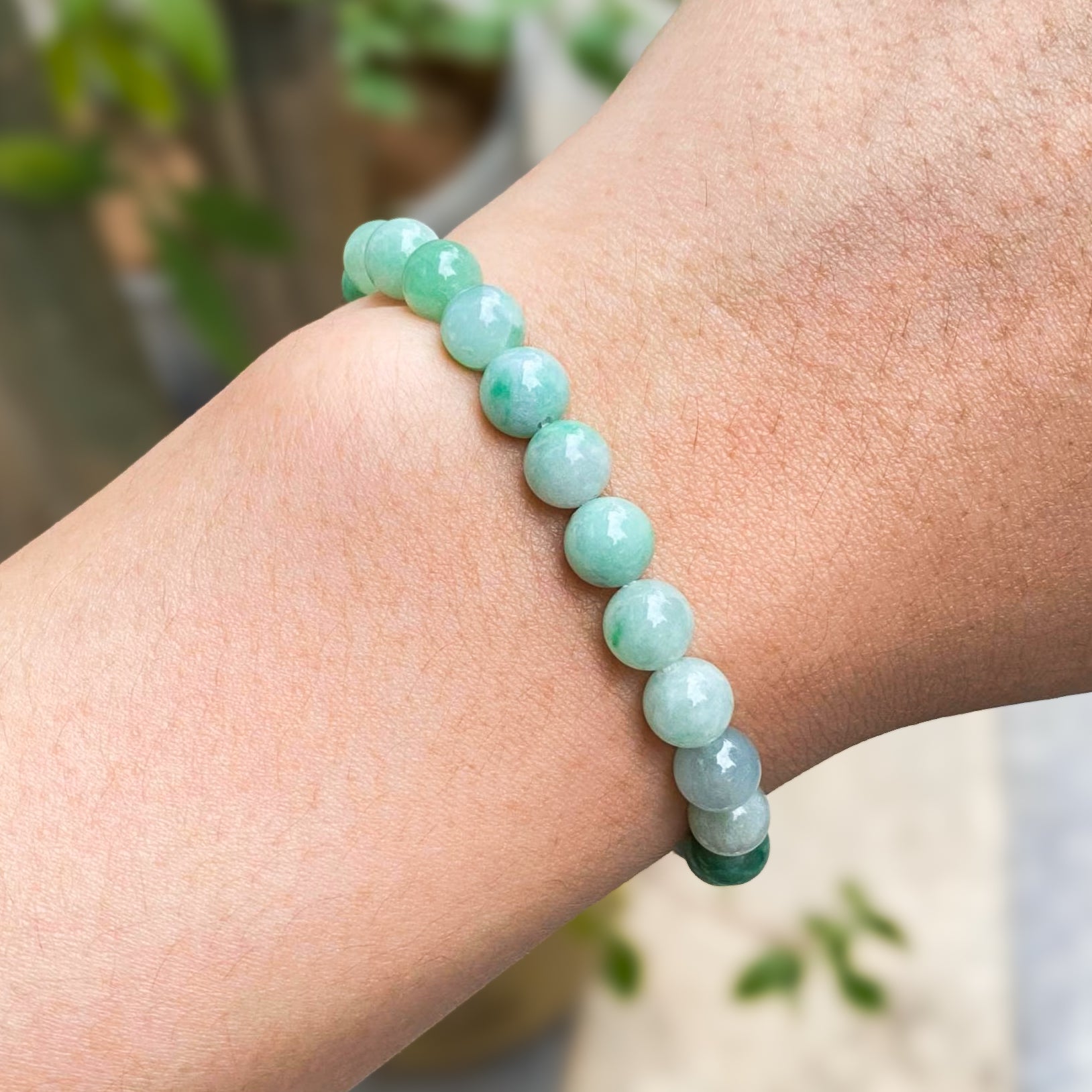 Gransky Jewellery Apple Green Jade Beaded Bracelet - 17cm