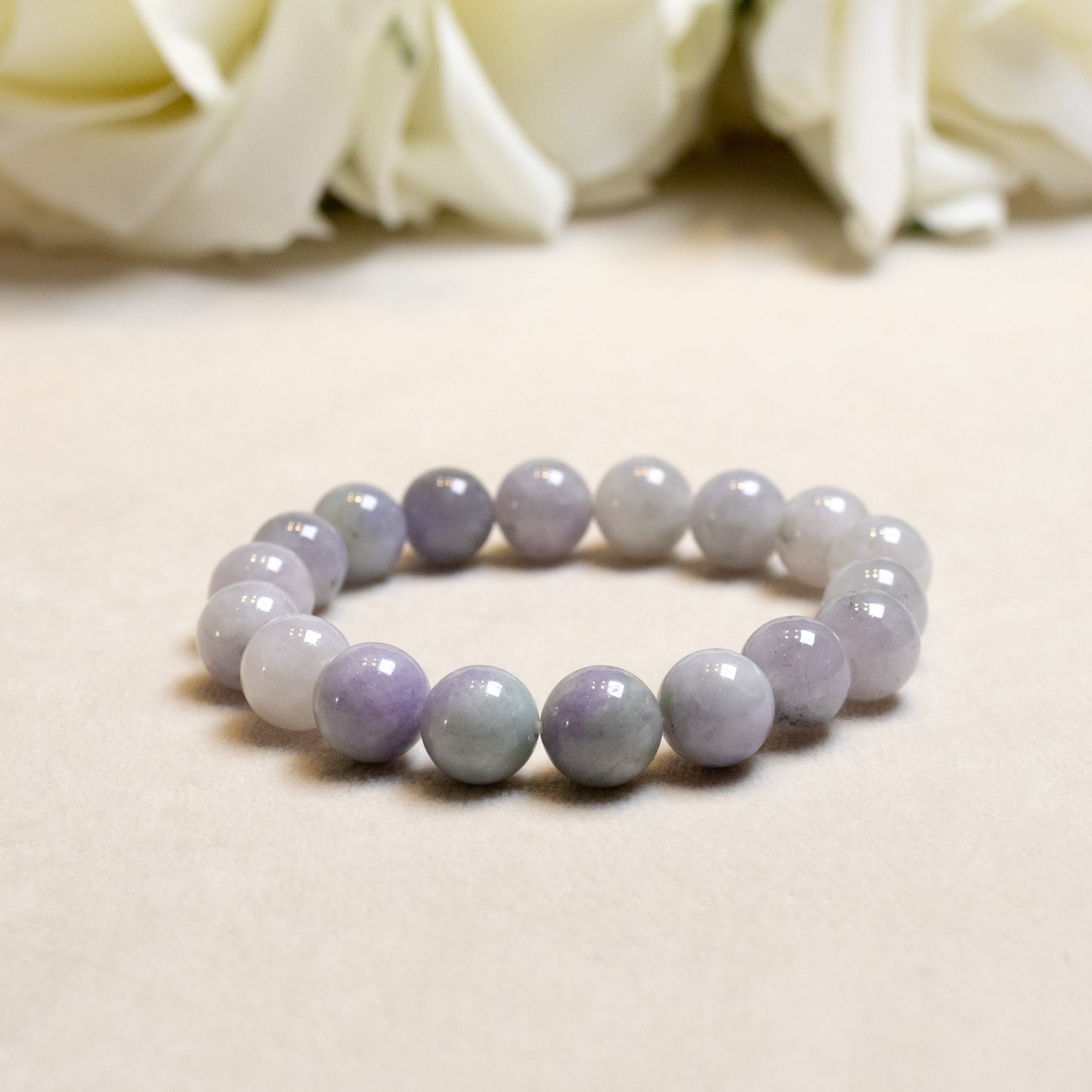 Gransky Purple Jadeite Beaded Bracelet - Natural Untreated Type-A Burmese
