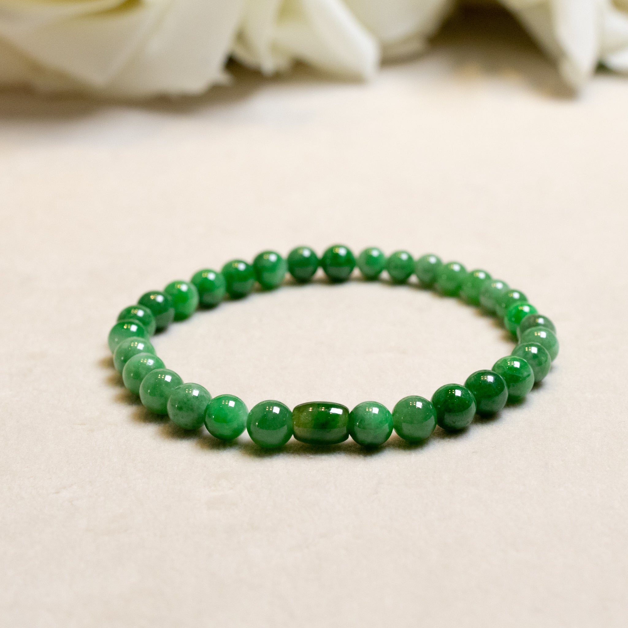 Gransky Jewellery Imperial Green Type-A Jadeite Stretch Bracelet - 17cm, 5-6mm