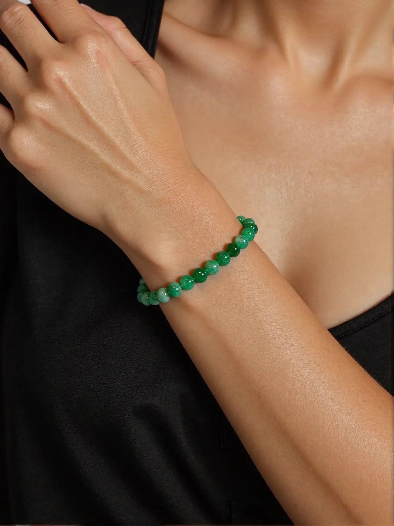 Gransky Jewellery Imperial Green Type-A Jadeite Stretch Bracelet - 17cm, 5-6mm