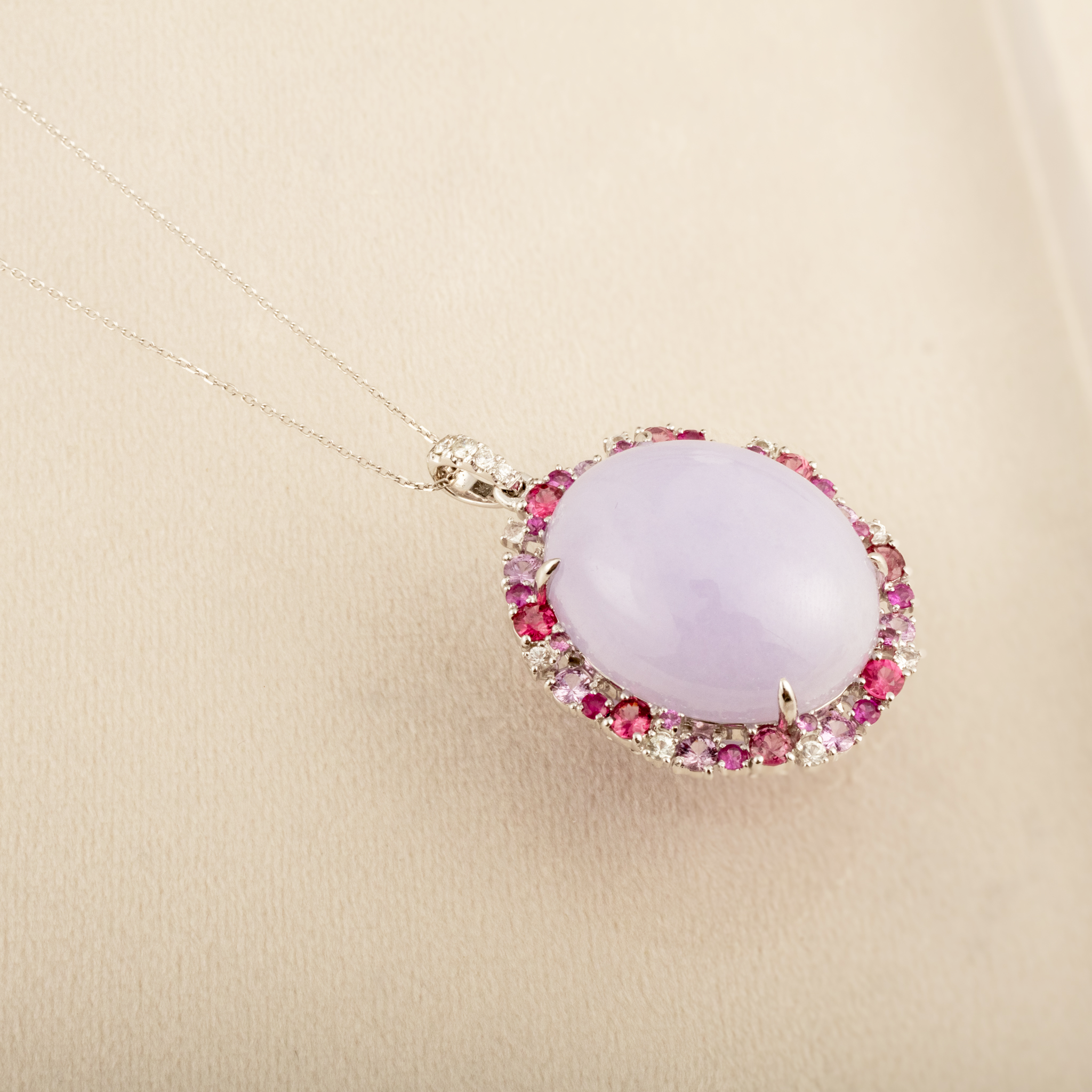 GRANSKY X KATHERINE 18K Gold Large Size Cabochon Purple Jade Pendant Necklace