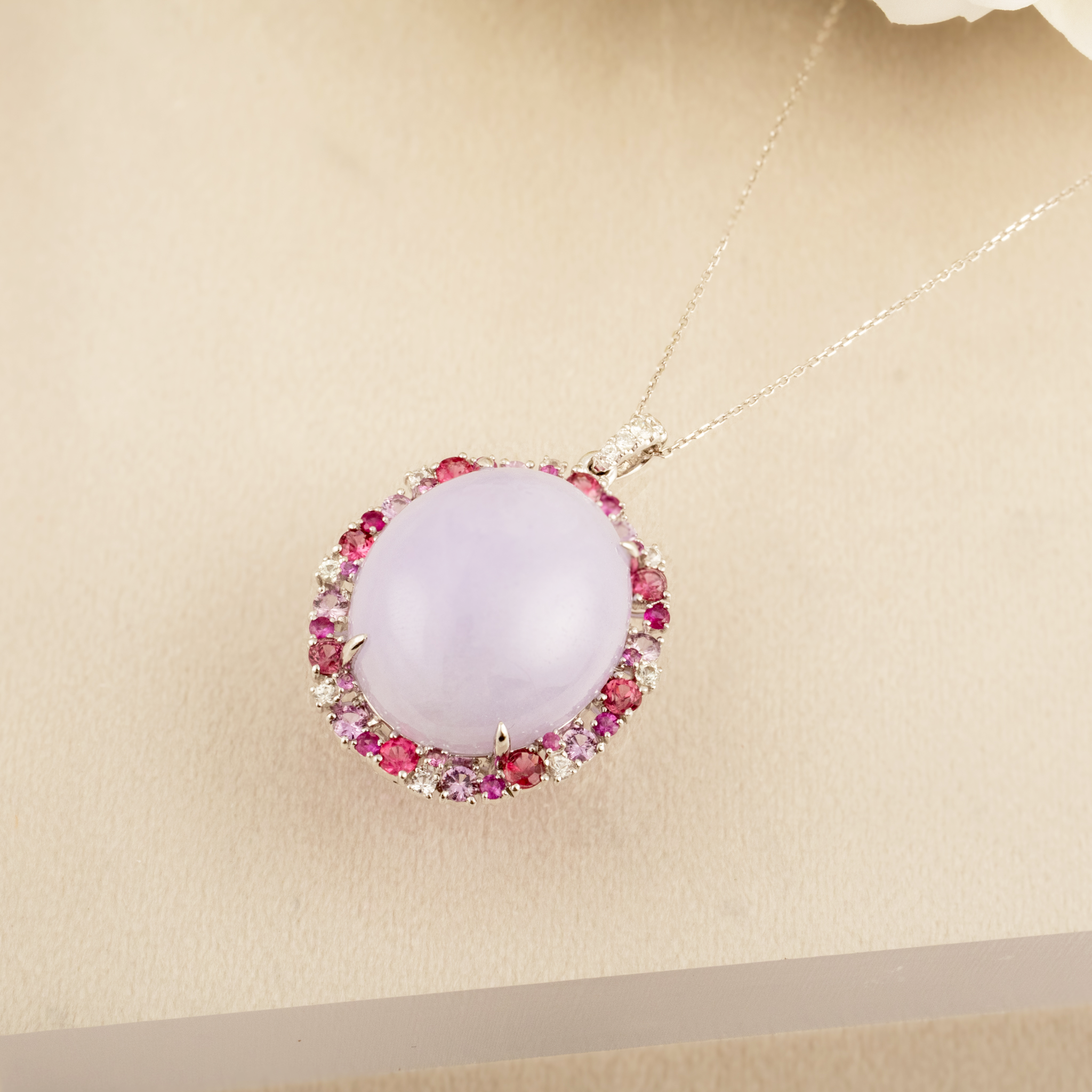 GRANSKY X KATHERINE 18K Gold Large Size Cabochon Purple Jade Pendant Necklace