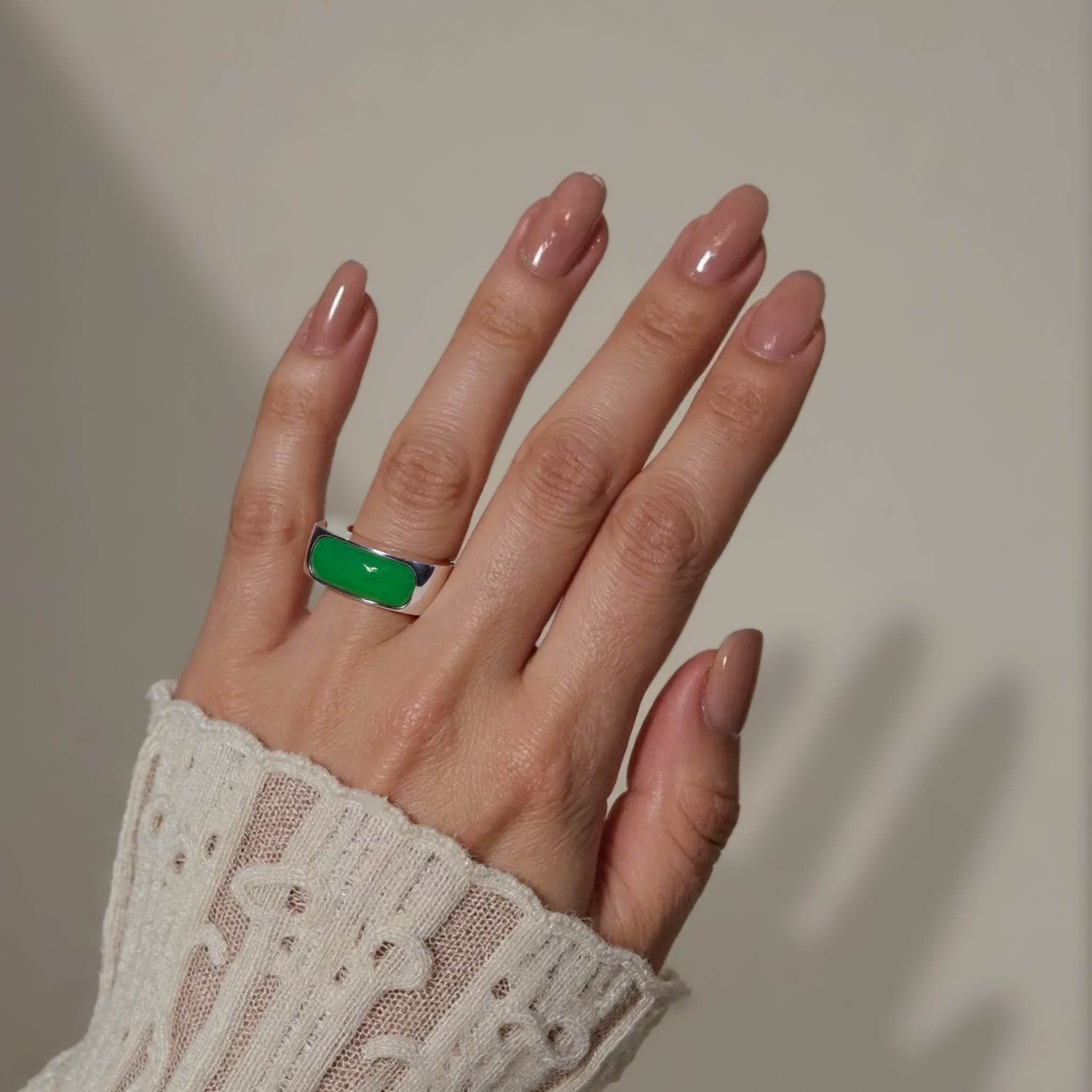 GRANSKY X KATHERINE 18K Gold A-Grade Natural Vivid Green Jadeite Ring