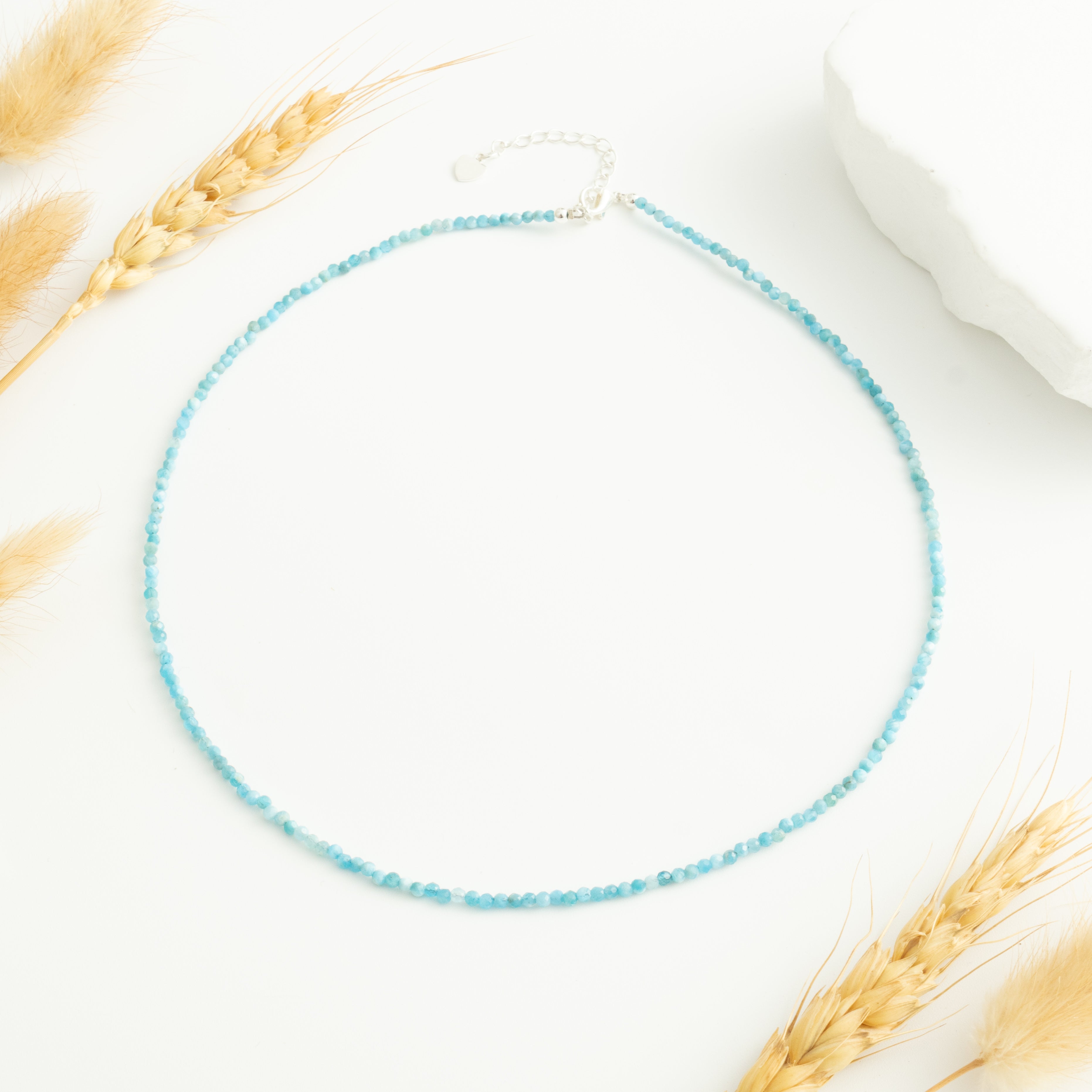 Gransky Tiny Larimar Gemstone Beaded Minimalist Necklace
