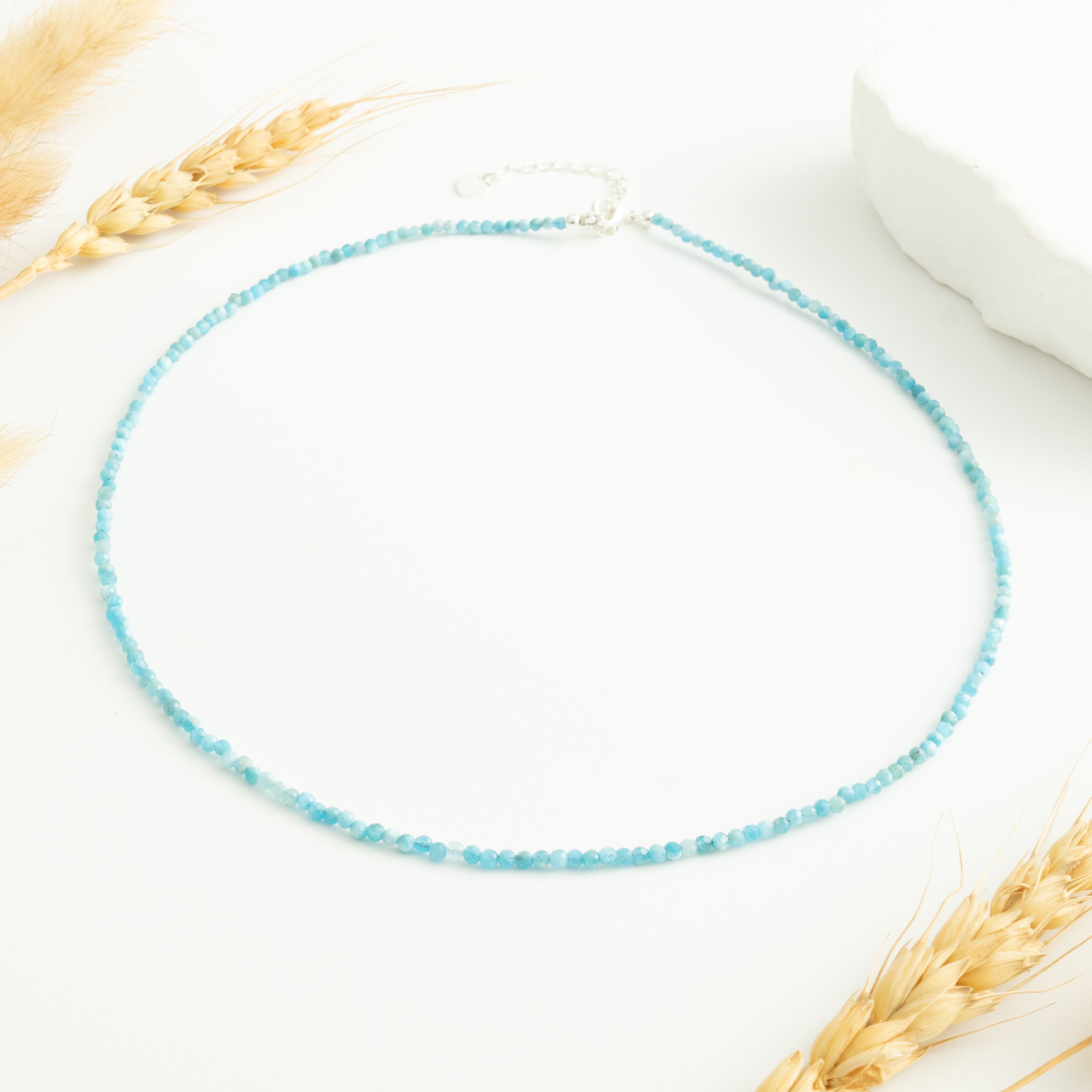 Gransky Tiny Larimar Gemstone Beaded Minimalist Necklace